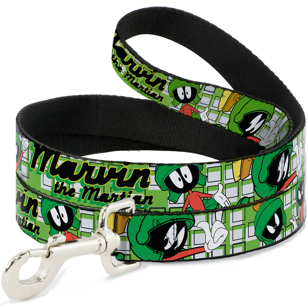Dog Leash - MARVIN THE MARTIAN w/Poses White/Green 