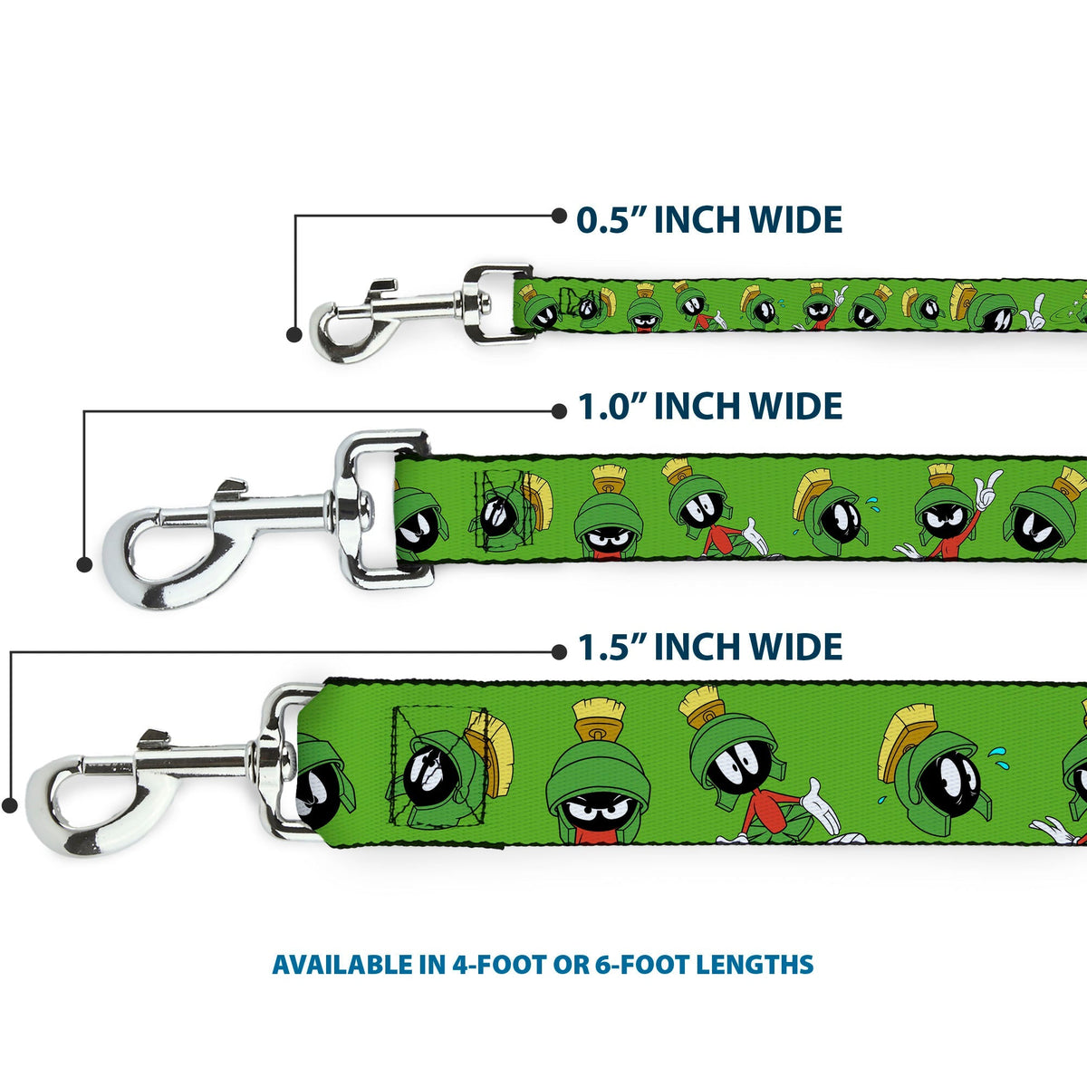 Dog Leash - MARVIN THE MARTIAN w/Poses/Expressions Green 