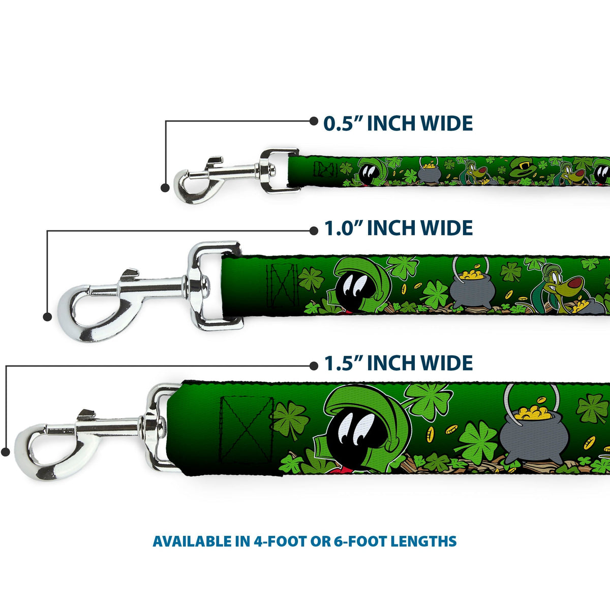Dog Leash - Marvin the Martian & K-9 Poses/Clovers Greens 