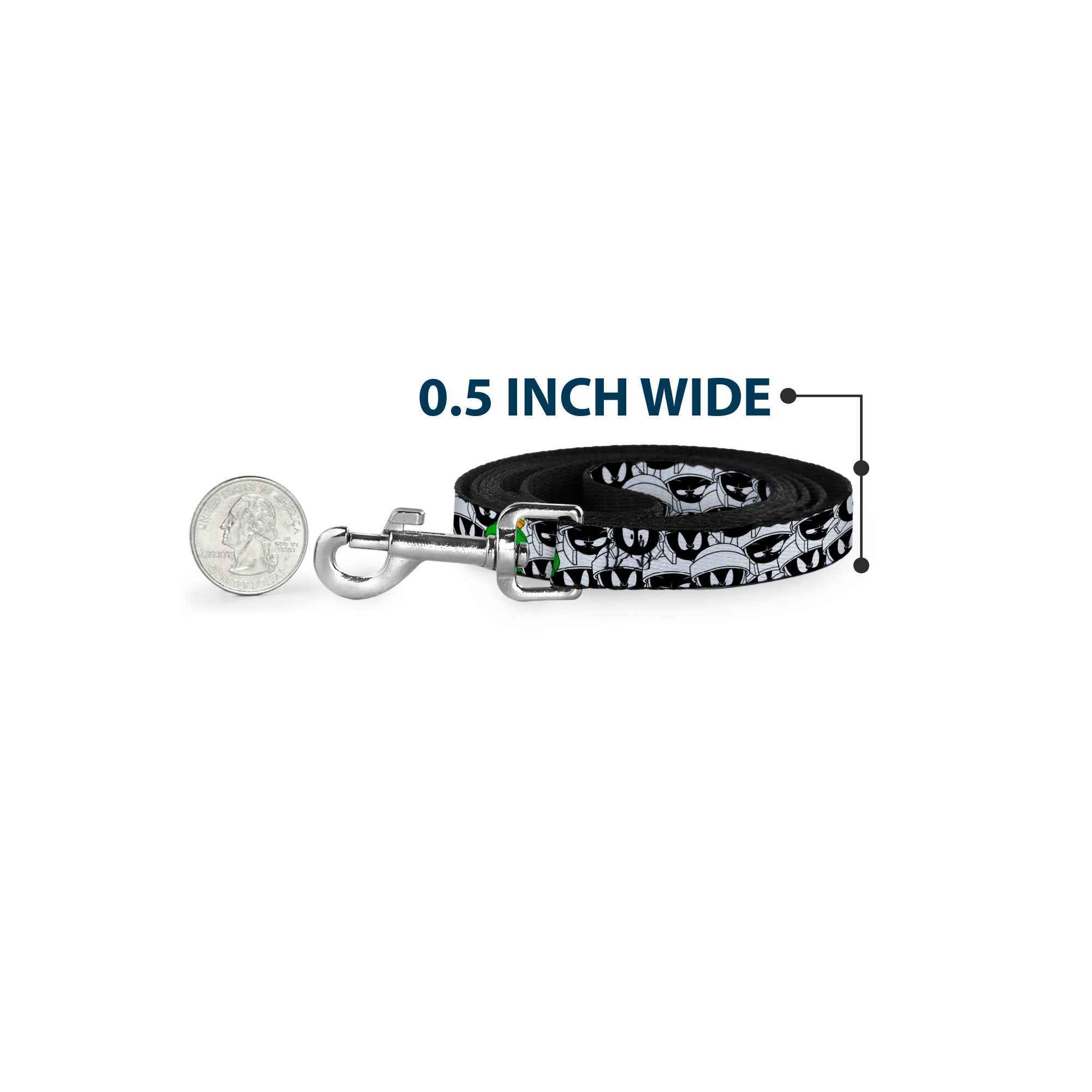 Dog Leash - Marvin the Martian Expressions Stacked White/Black/Green/Gold