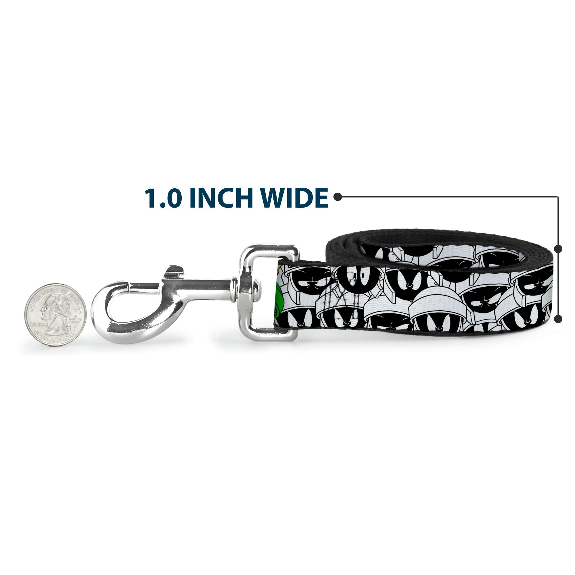 Dog Leash - Marvin the Martian Expressions Stacked White/Black/Green/Gold
