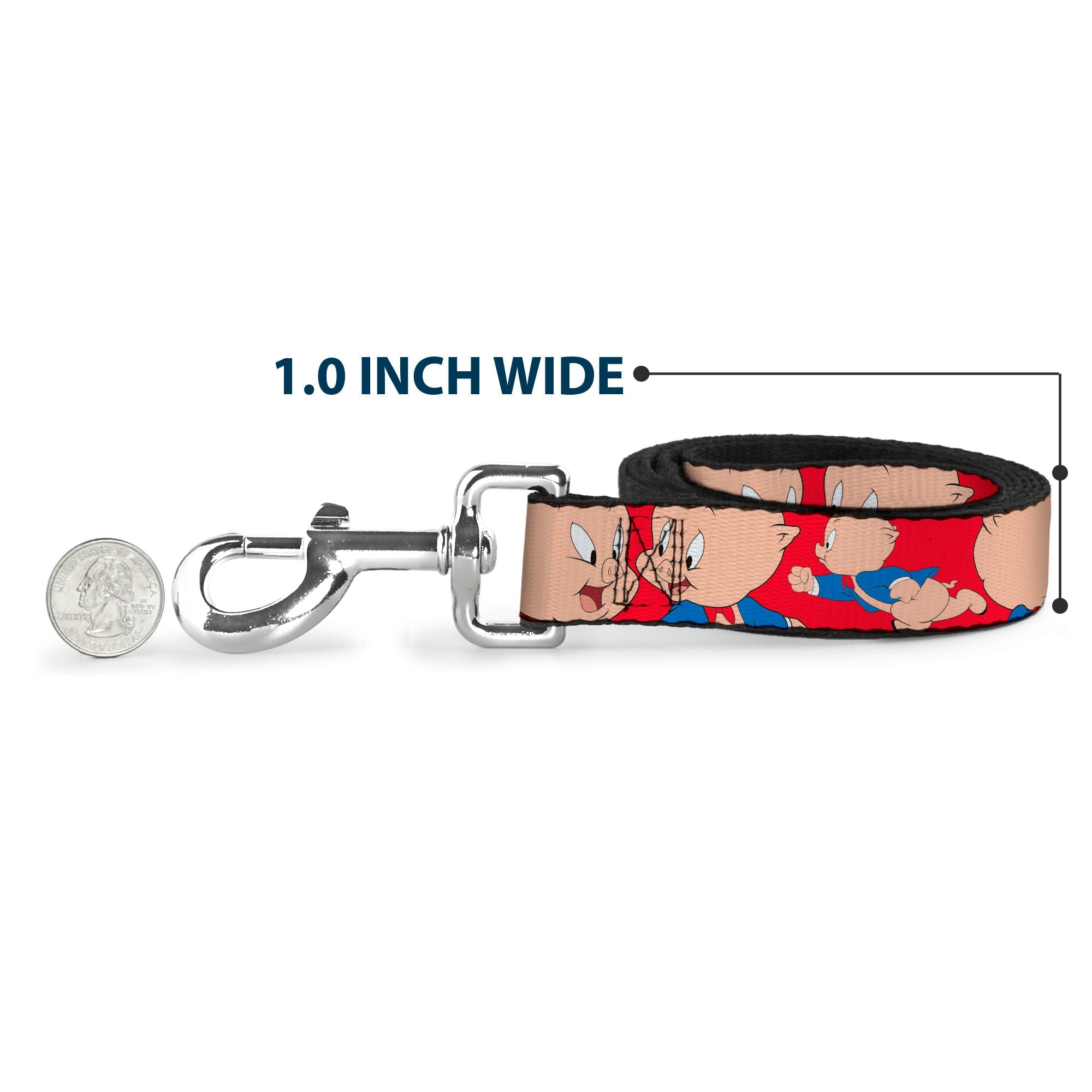 Dog Leash - Porky Pig Expressions Red