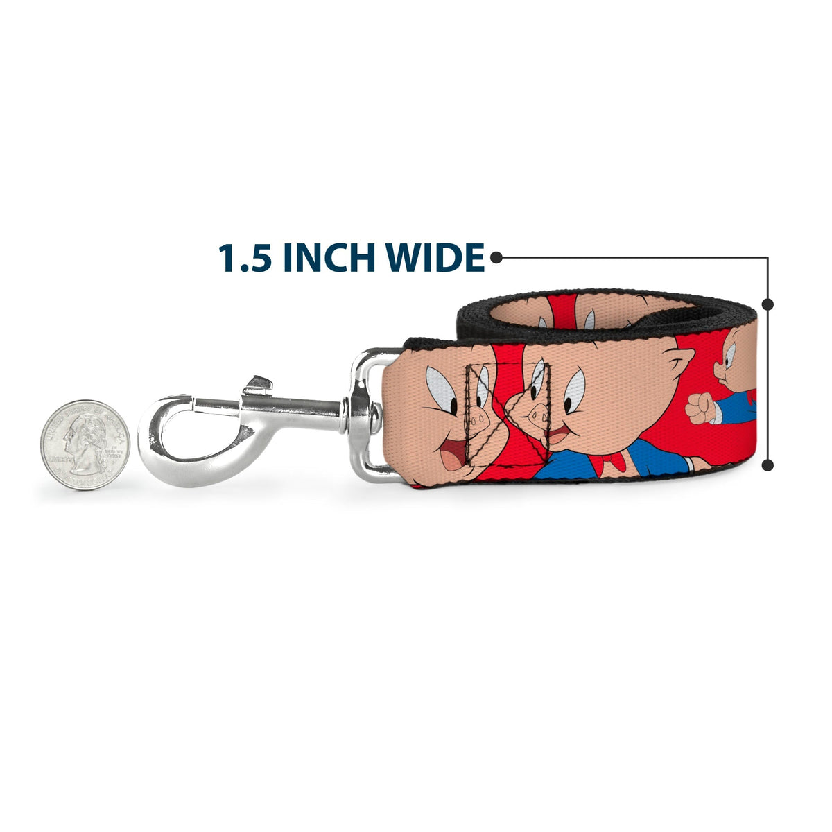 Dog Leash - Porky Pig Expressions Red 