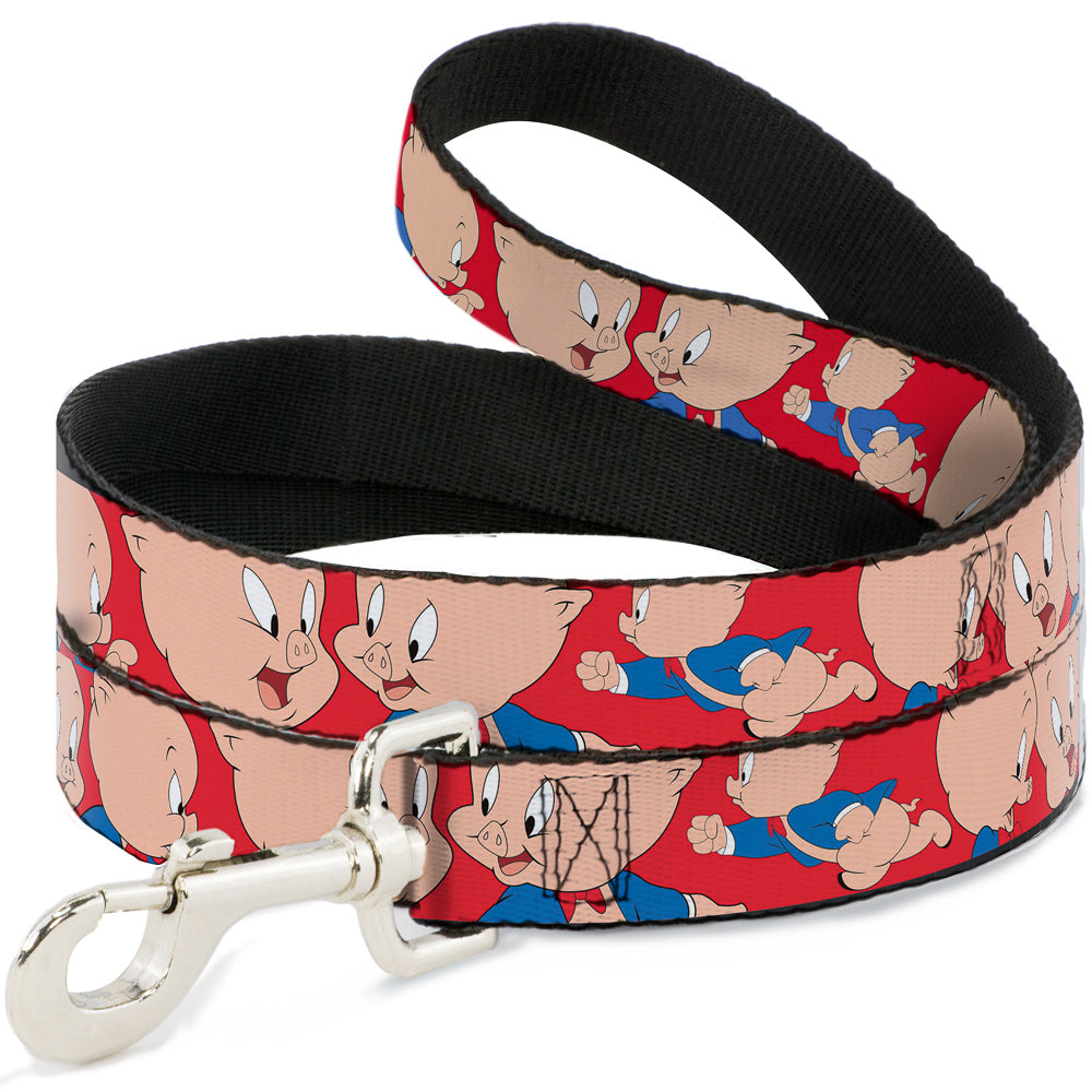Dog Leash - Porky Pig Expressions Red 