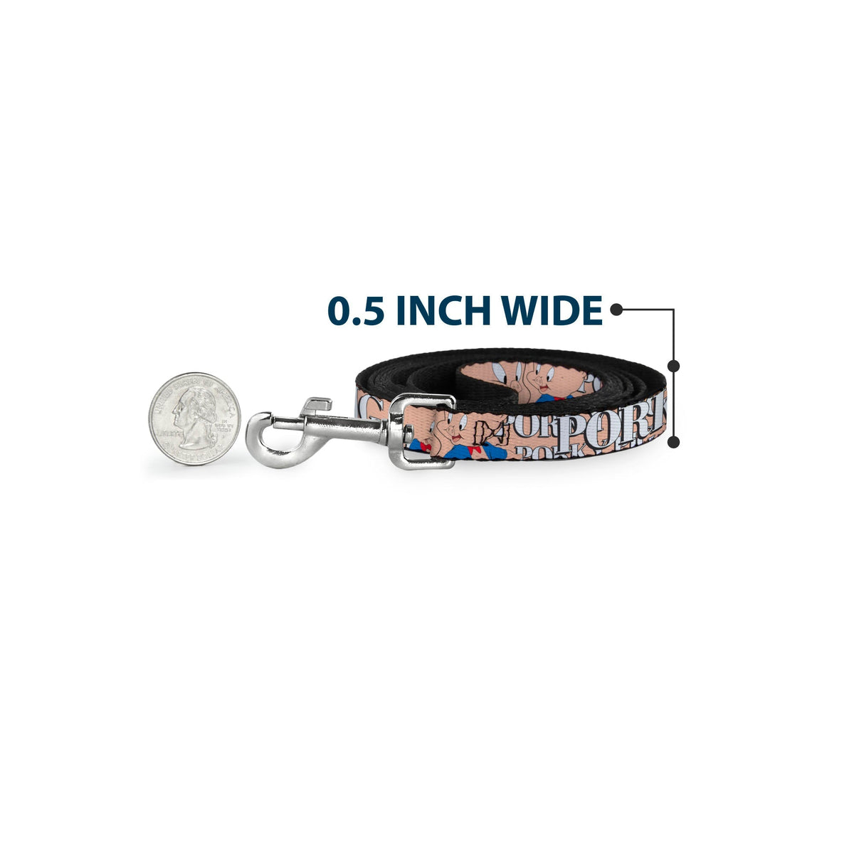 Dog Leash - PORKY PIG w/Poses Pink