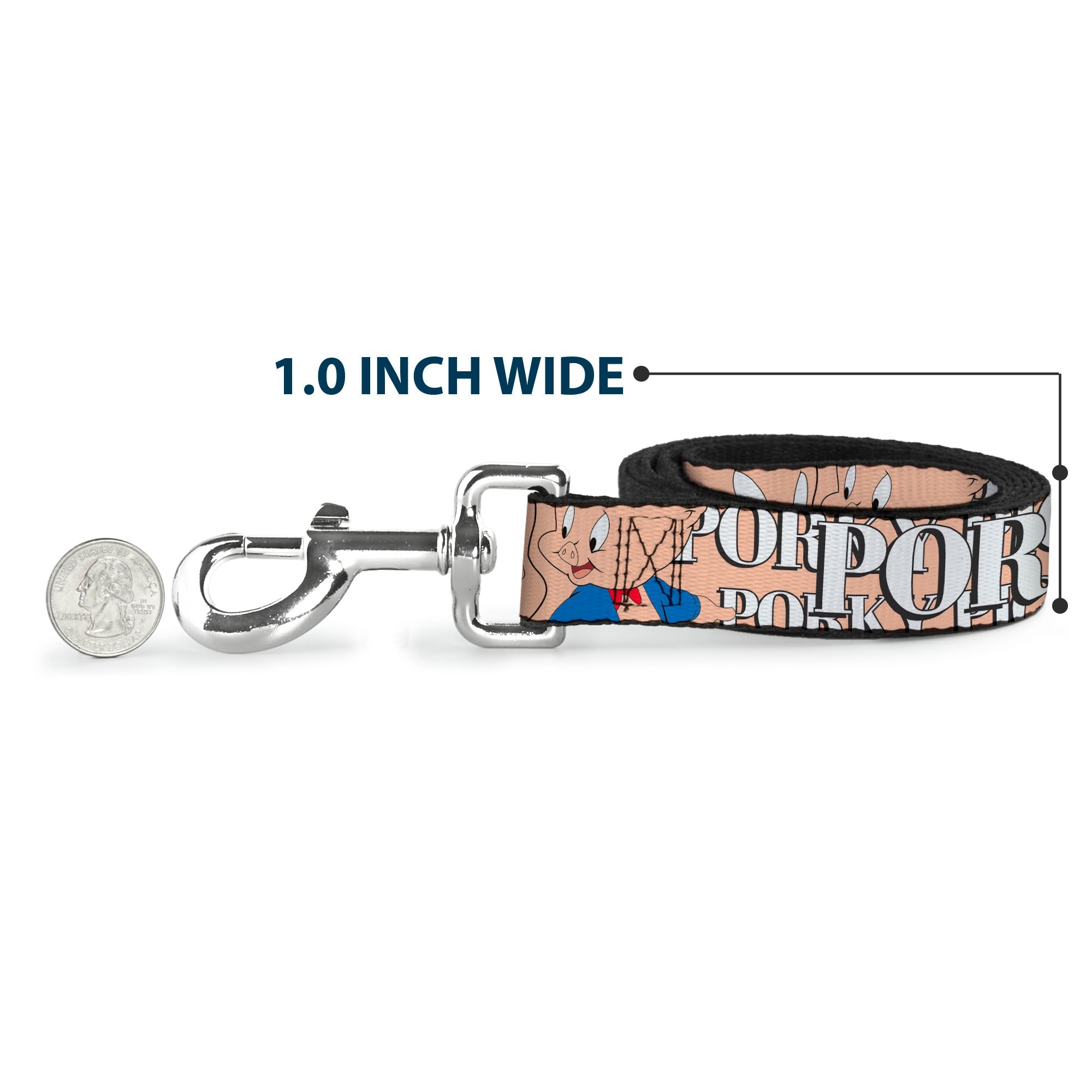 Dog Leash - PORKY PIG w/Poses Pink