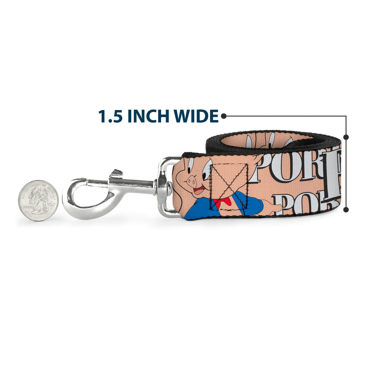 Dog Leash - PORKY PIG w/Poses Pink
