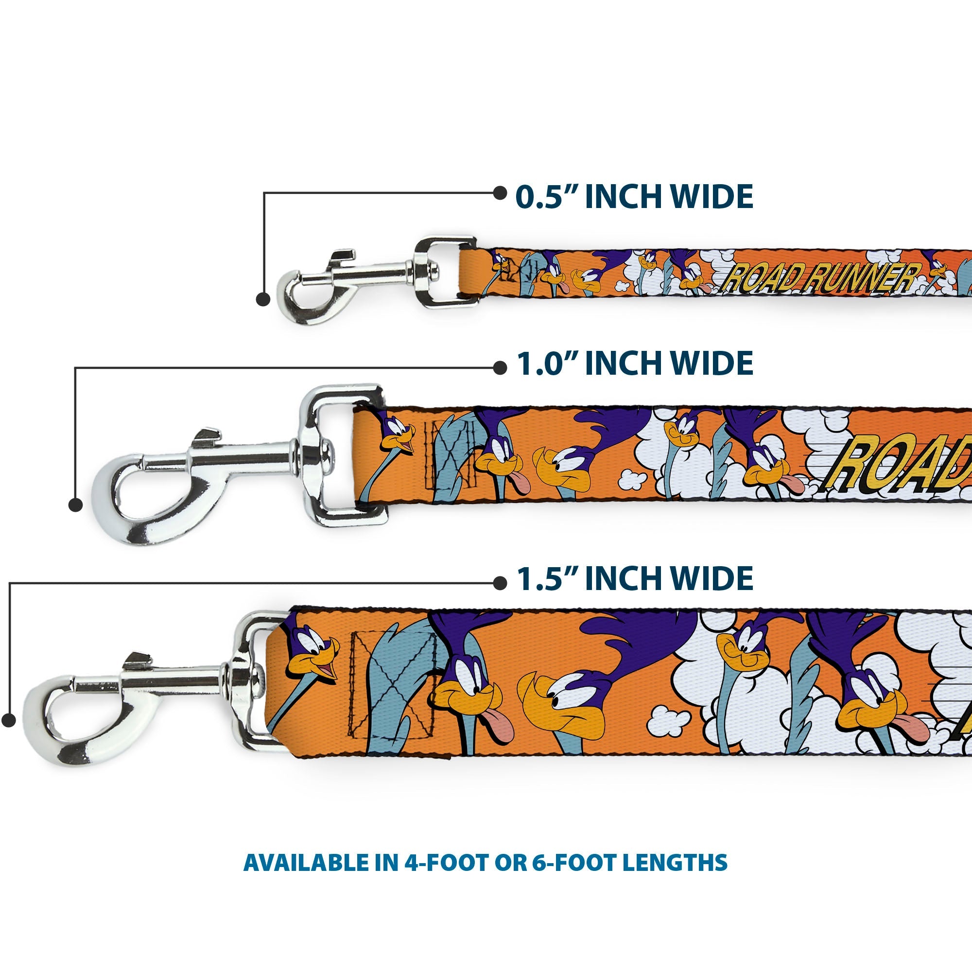 Dog Leash - ROAD RUNNER w/Road Runner Poses Orange - HT Animal Supply