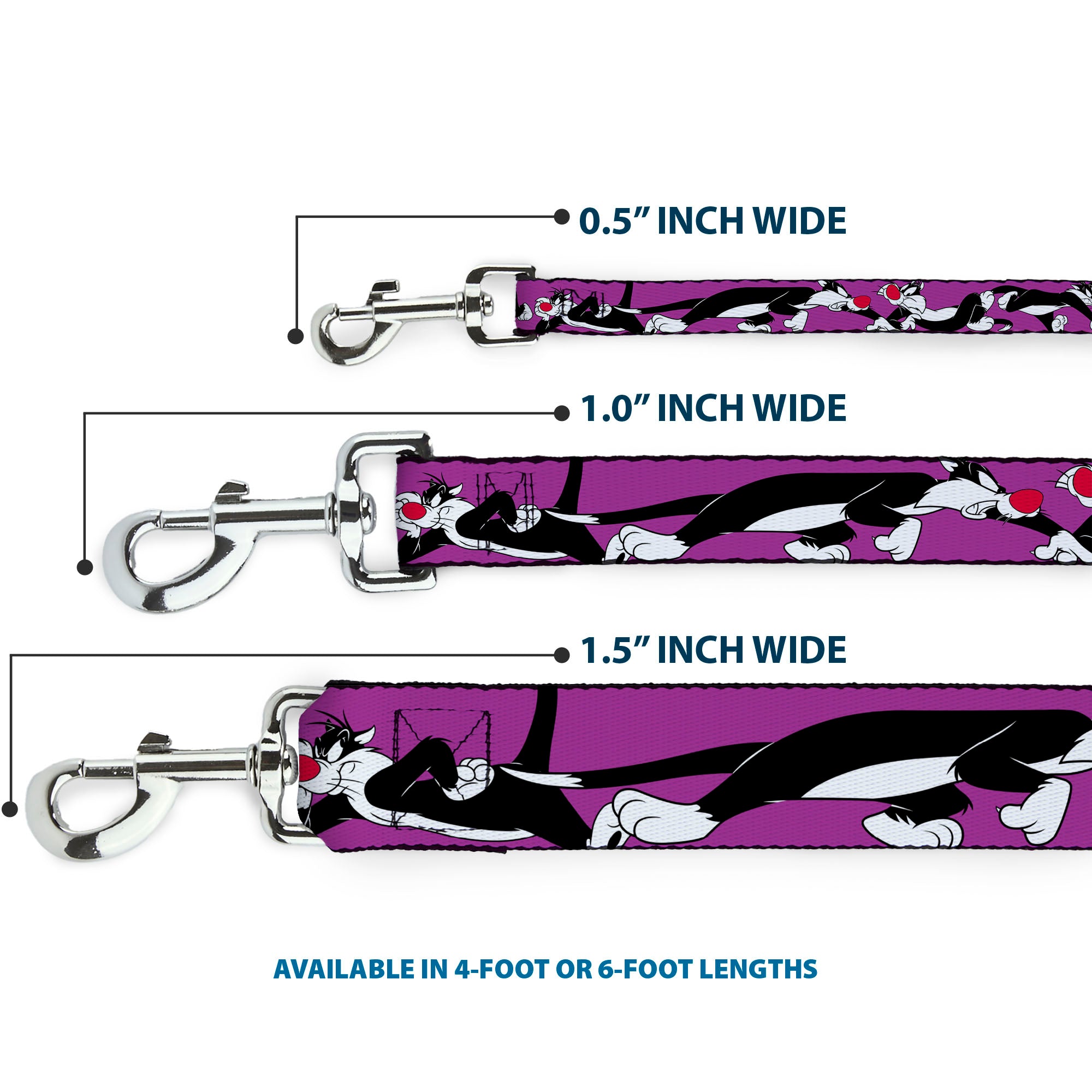 Dog Leash - Sylvester the Cat Poses Purple 