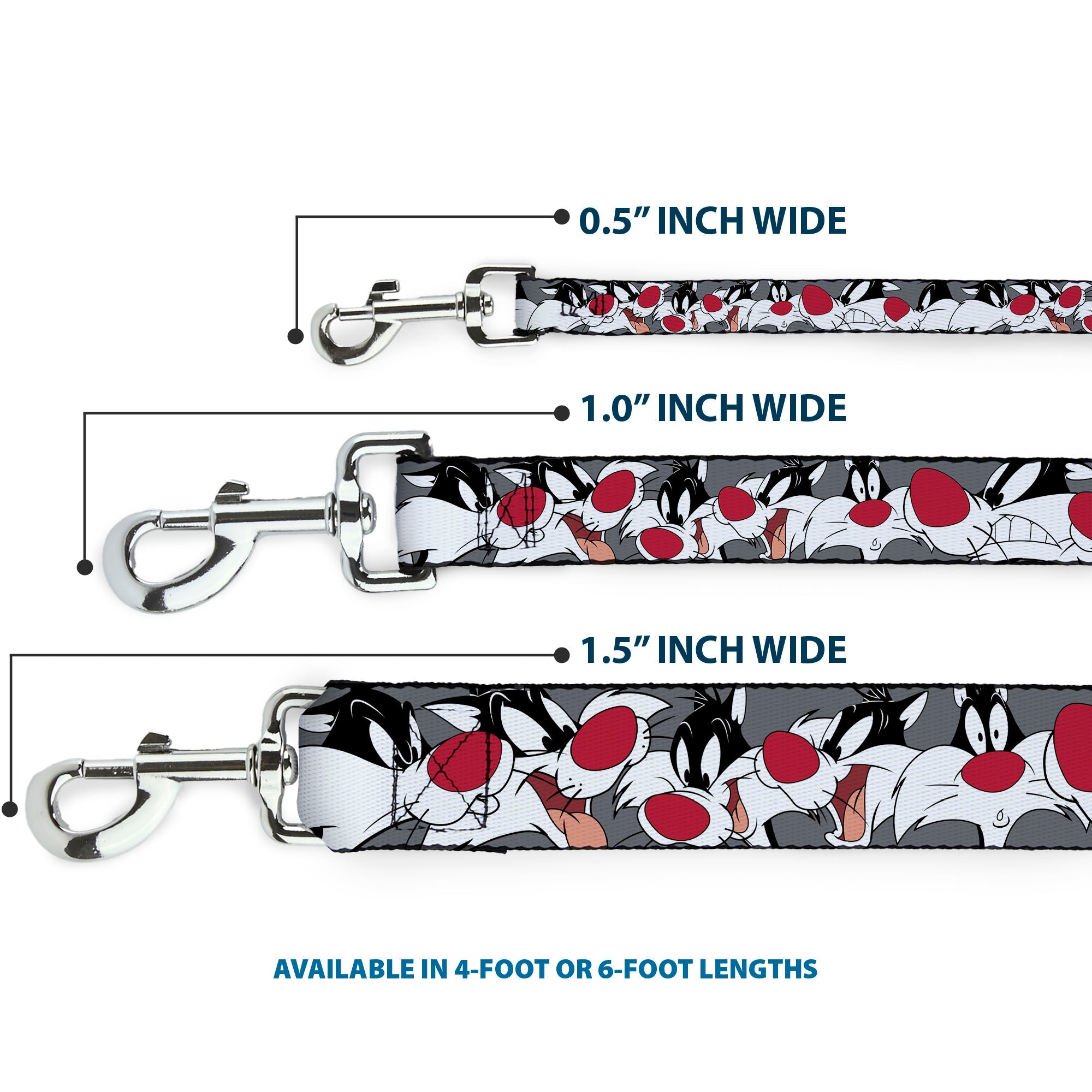 Dog Leash - Sylvester the Cat Expressions Gray 