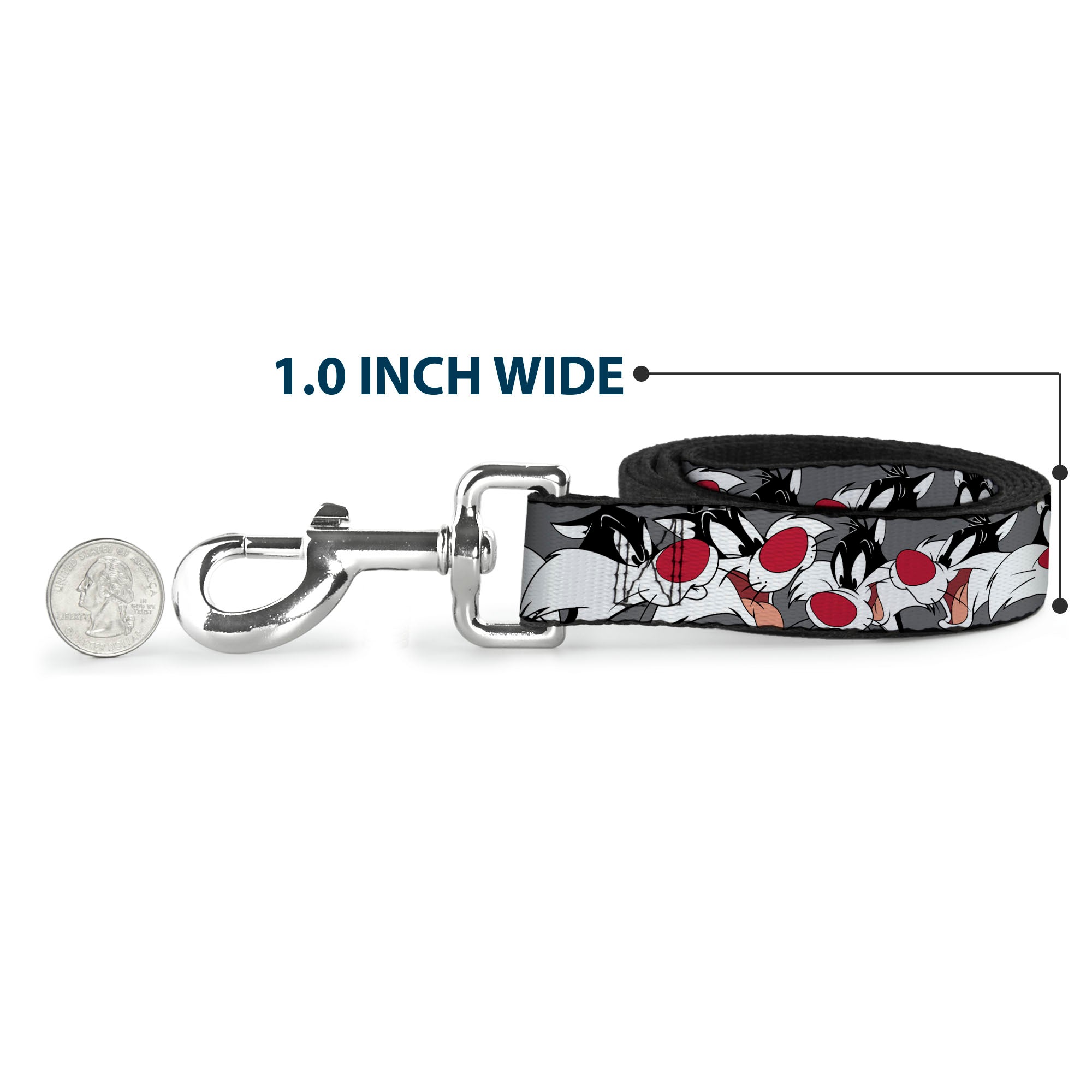Dog Leash - Sylvester the Cat Expressions Gray 