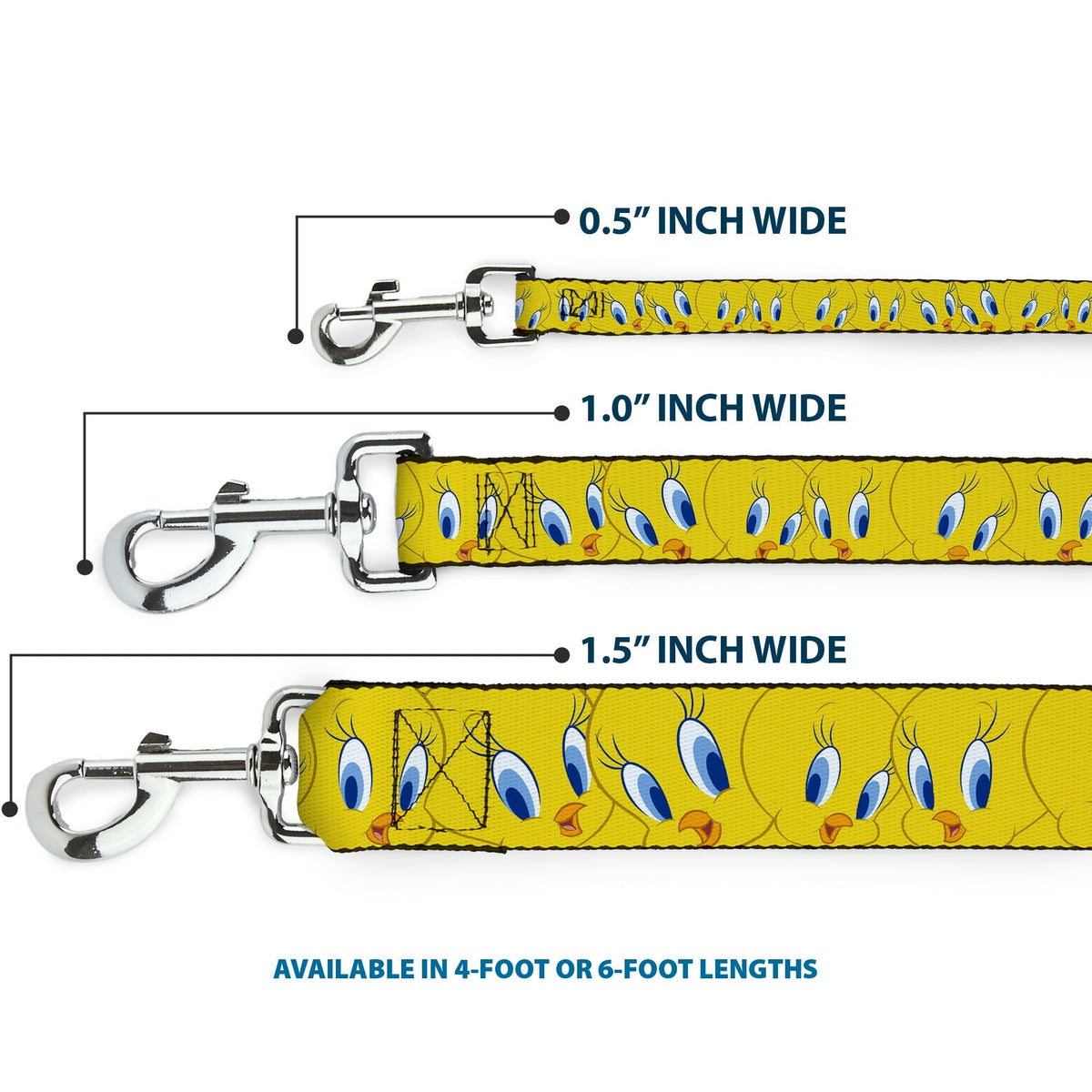 Dog Leash - Tweety Bird Expressions Yellow 