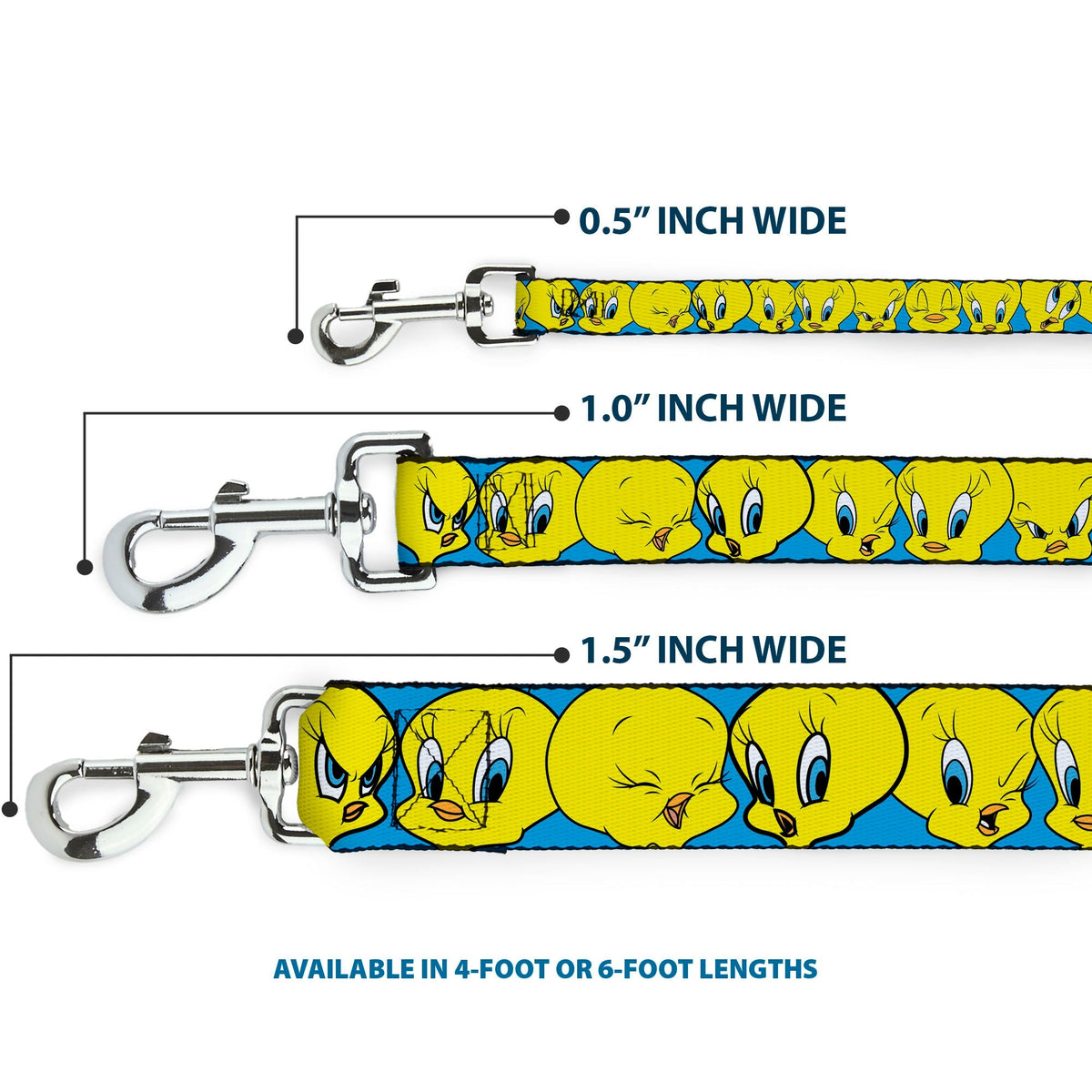 Dog Leash - Tweety Bird CLOSE-UP Expressions Baby Blue 