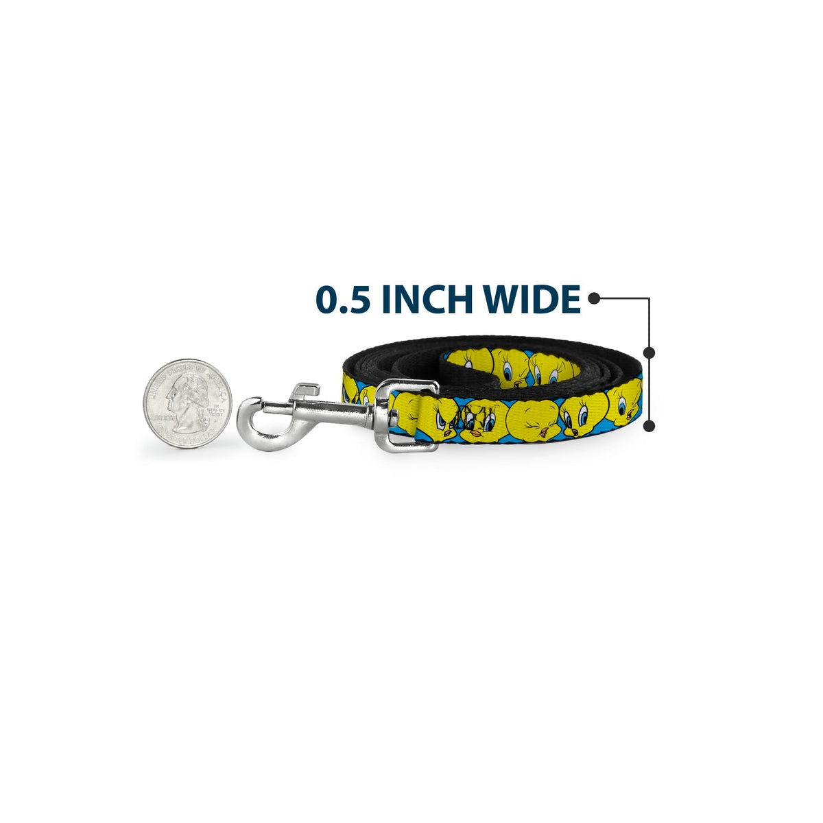 Dog Leash - Tweety Bird CLOSE-UP Expressions Baby Blue 