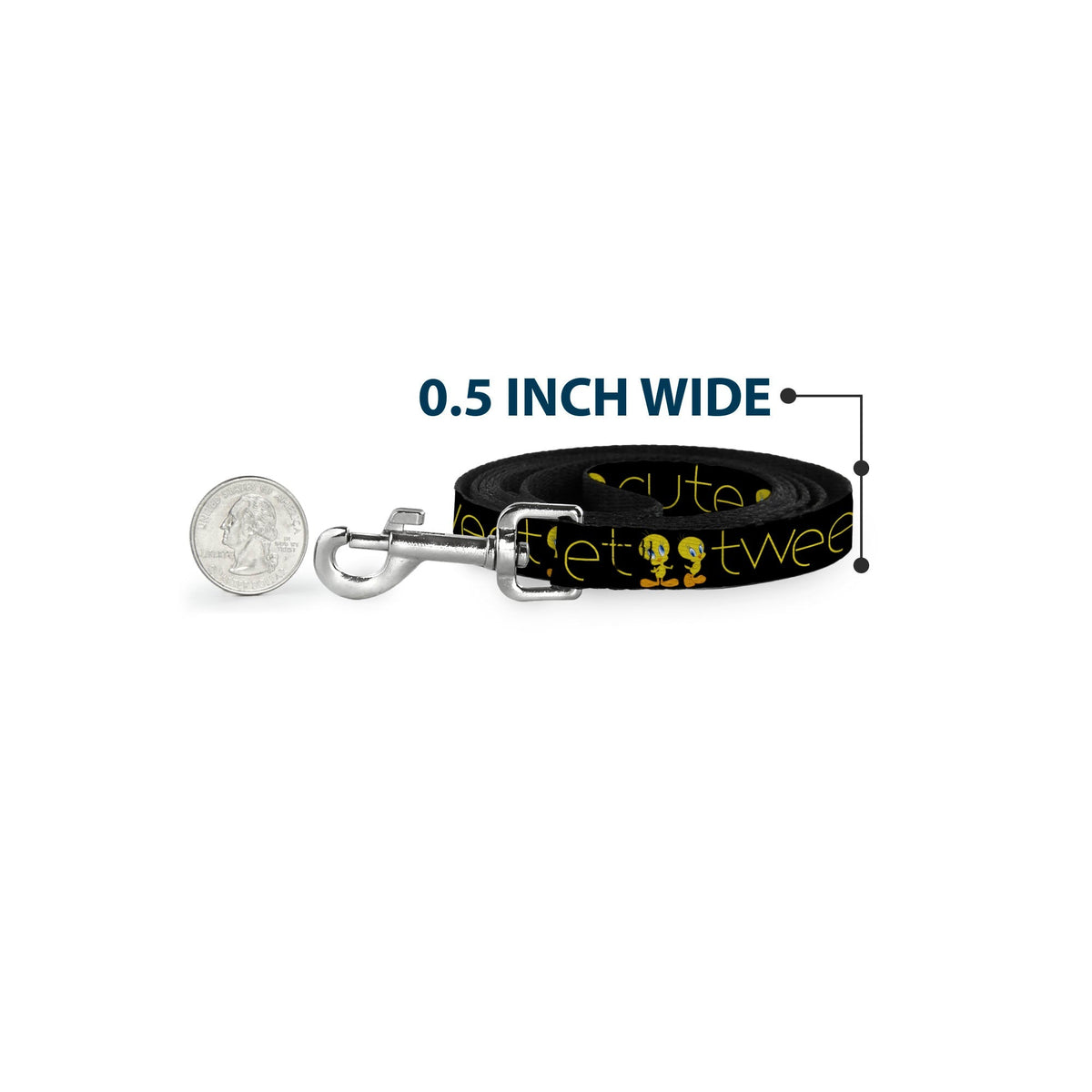 Dog Leash - Tweety Bird Poses CUTE AND SWEET Black/Yellow 
