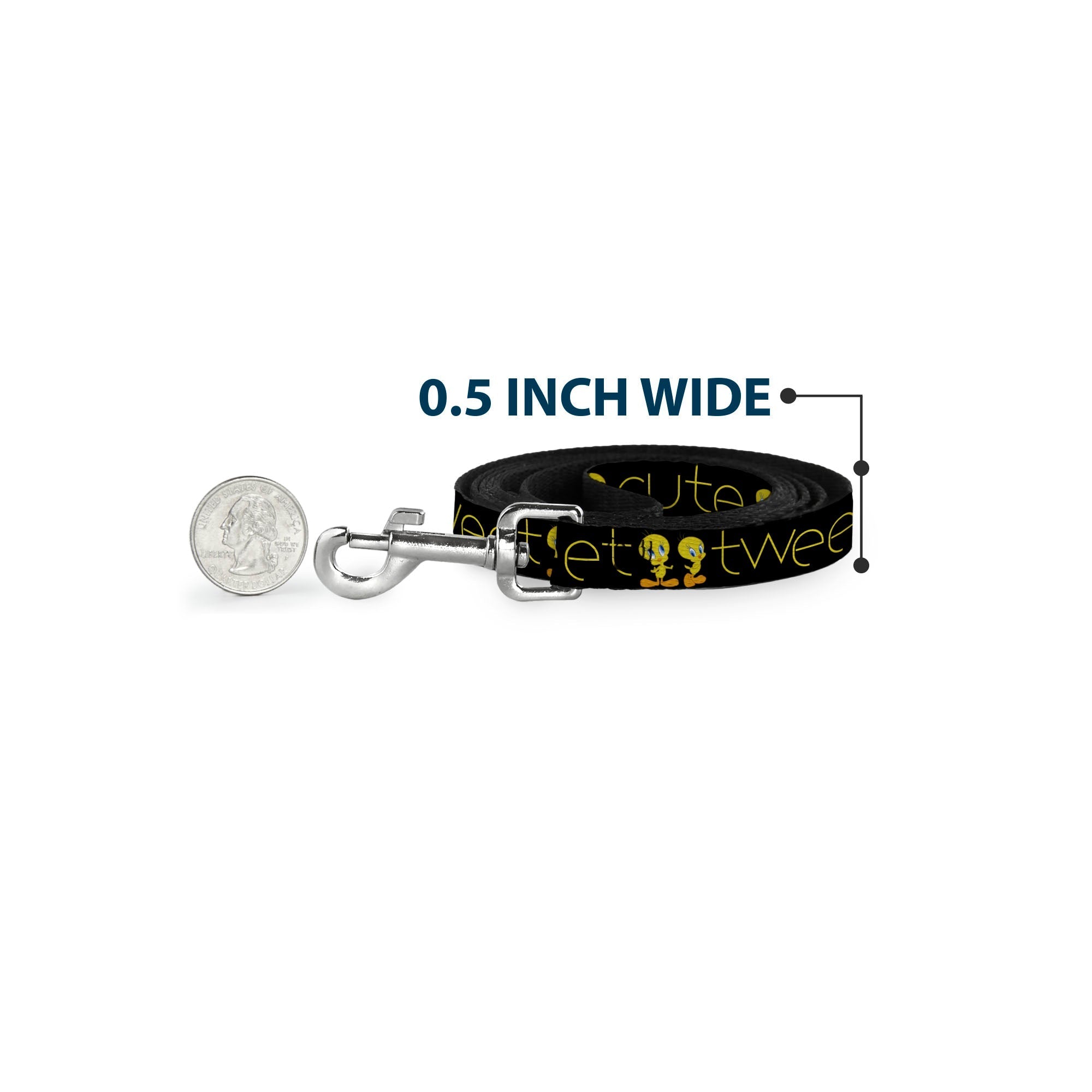 Dog Leash - Tweety Bird Poses CUTE AND SWEET Black/Yellow 