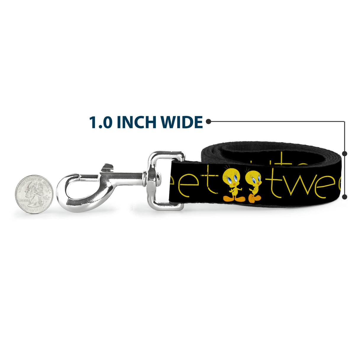Dog Leash - Tweety Bird Poses CUTE AND SWEET Black/Yellow 