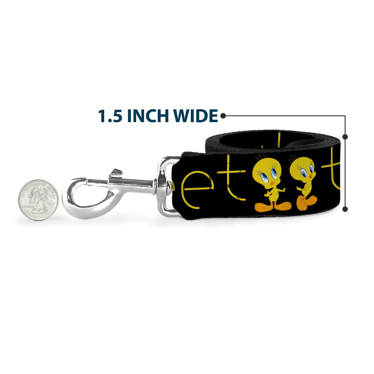 Dog Leash - Tweety Bird Poses CUTE AND SWEET Black/Yellow 