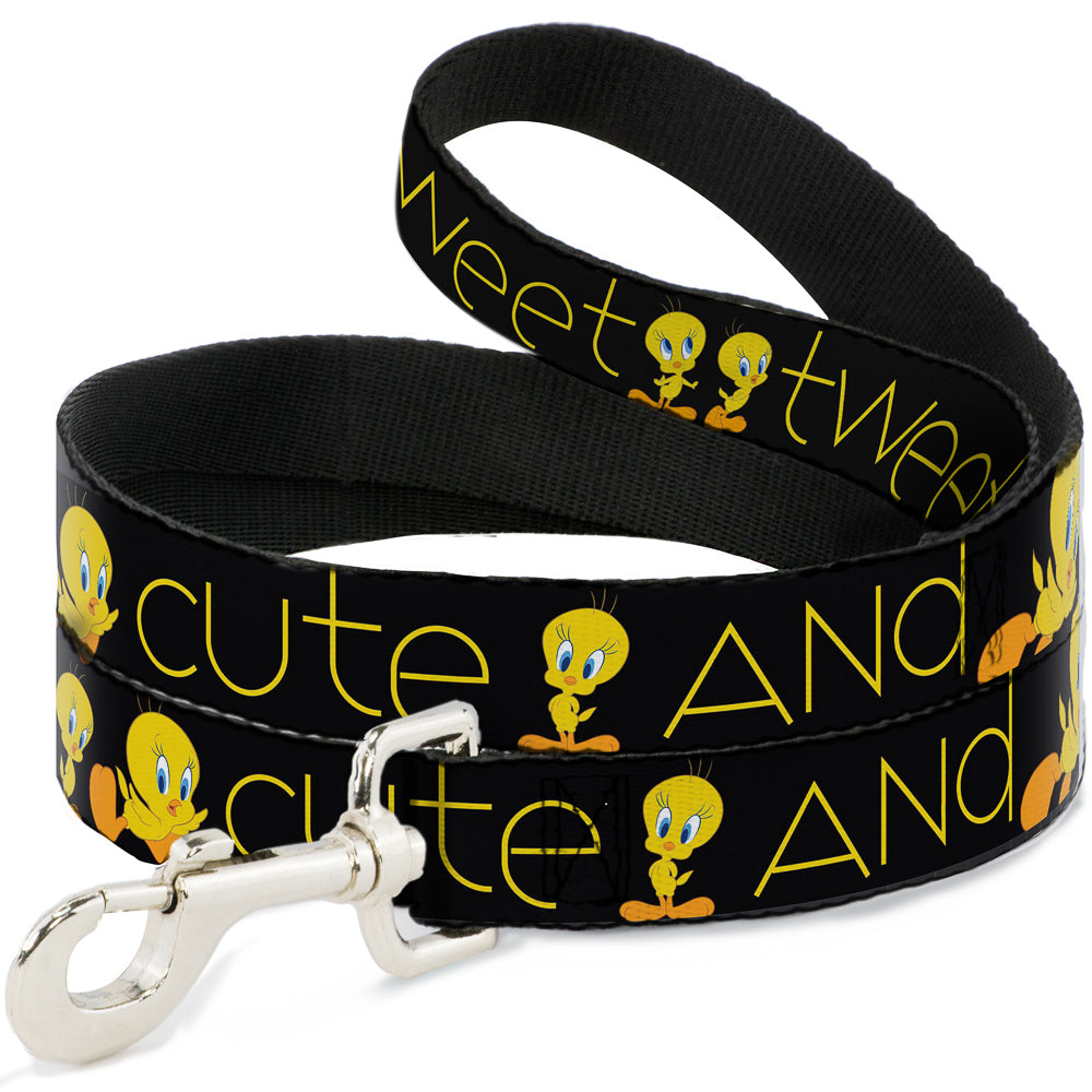 Dog Leash - Tweety Bird Poses CUTE AND SWEET Black/Yellow 