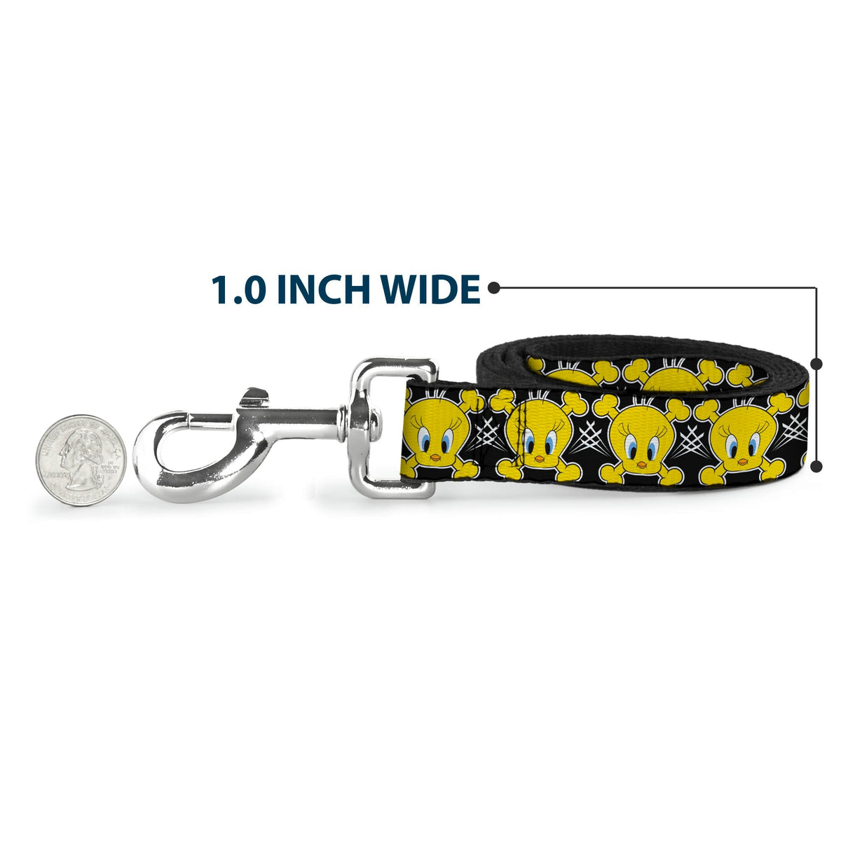 Dog Leash - Tweety Bird & Crossbones Black/White/Yellow 