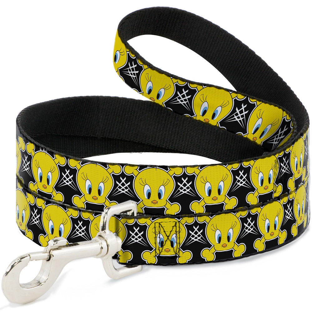 Dog Leash - Tweety Bird & Crossbones Black/White/Yellow 