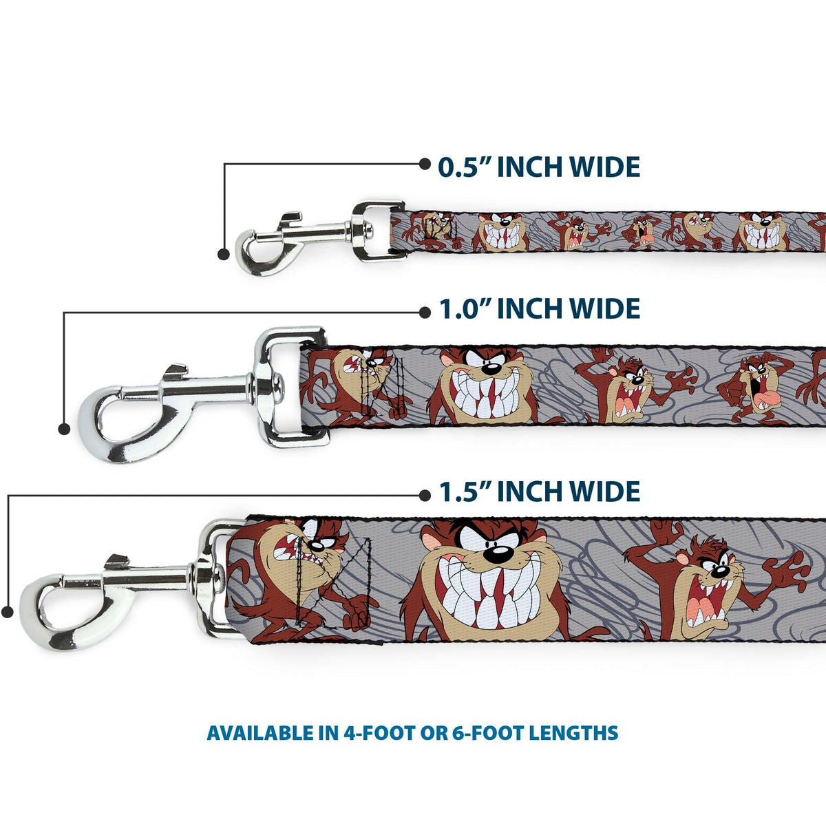 Dog Leash - Tasmanian Devil Expressions Gray Swirl 