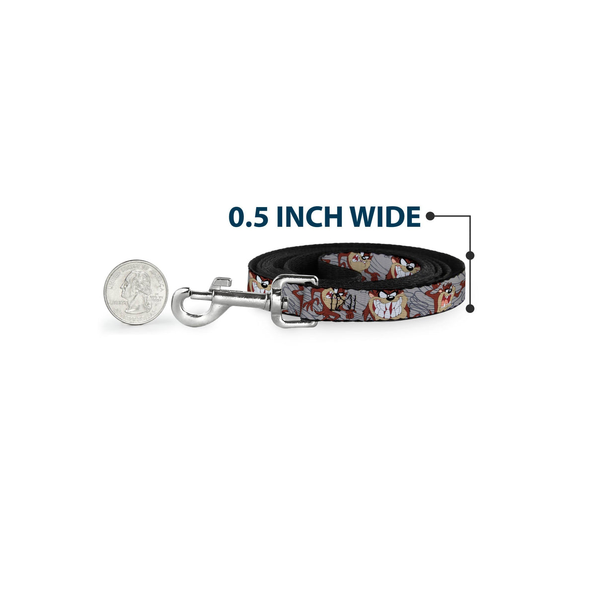 Dog Leash - Tasmanian Devil Expressions Gray Swirl 