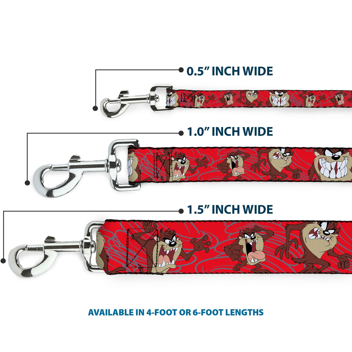 Dog Leash - Tasmanian Devil Expressions Red Swirl 