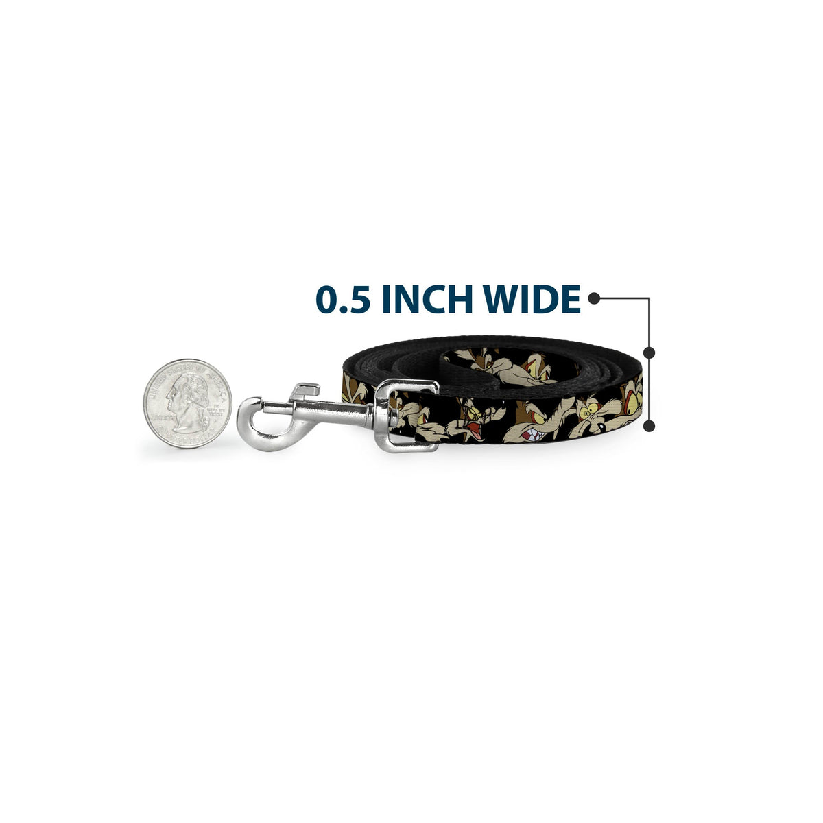 Dog Leash - Wile E. Coyote Expressions Black 