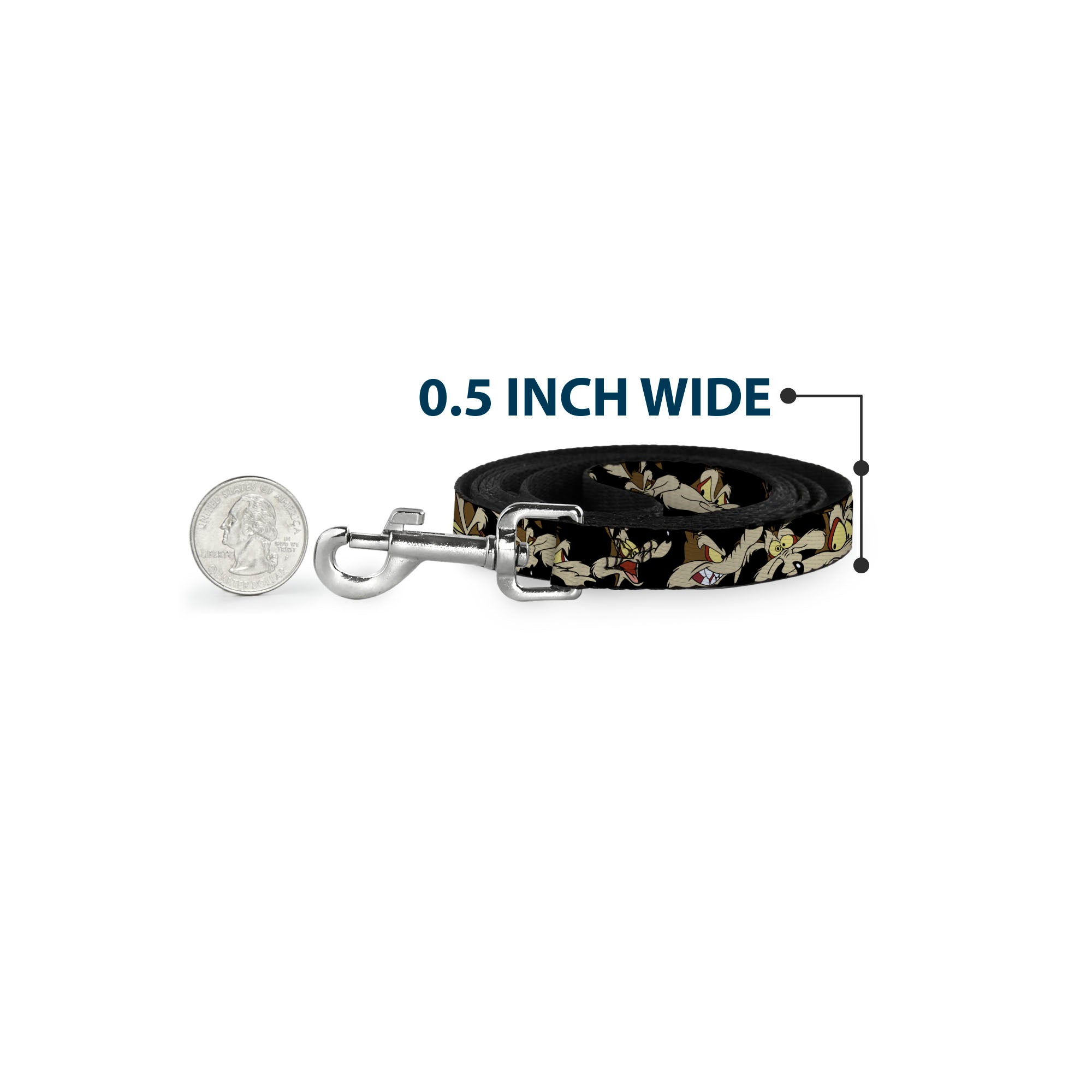 Dog Leash - Wile E. Coyote Expressions Black 