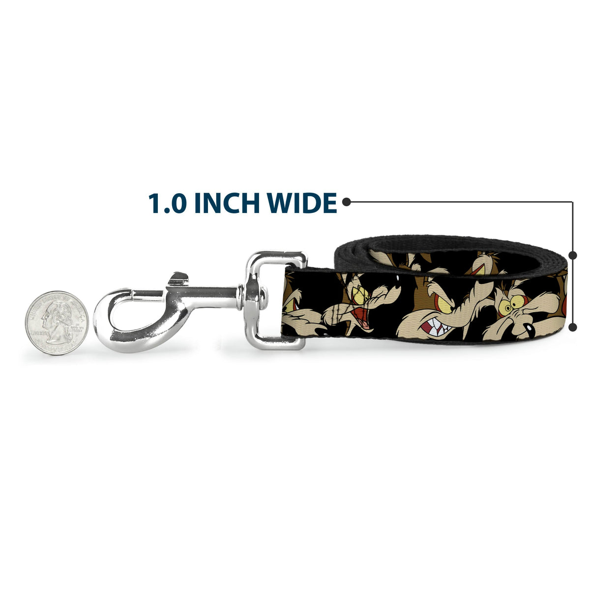 Dog Leash - Wile E. Coyote Expressions Black 