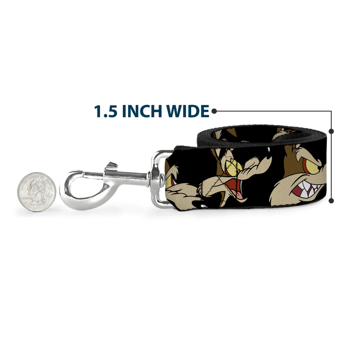 Dog Leash - Wile E. Coyote Expressions Black 