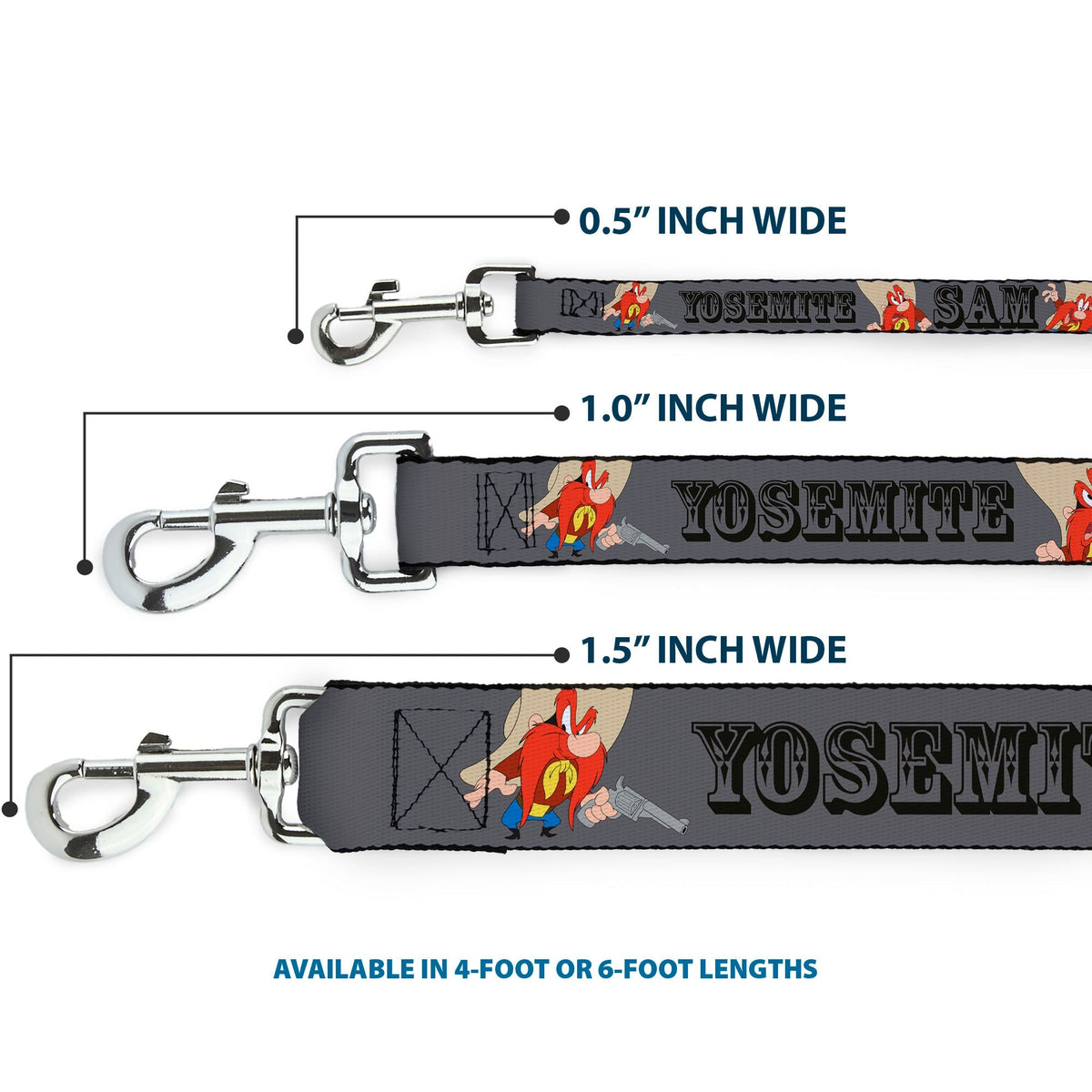 Dog Leash - YOSEMITE SAM w/Poses Gray 
