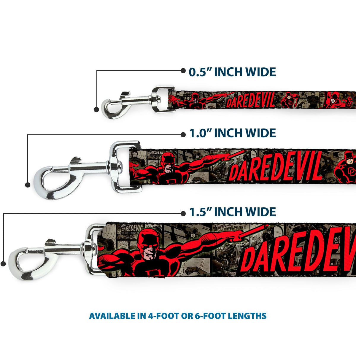 Dog Leash - DAREDEVIL Action Poses/Comic Panels Grays/Red 