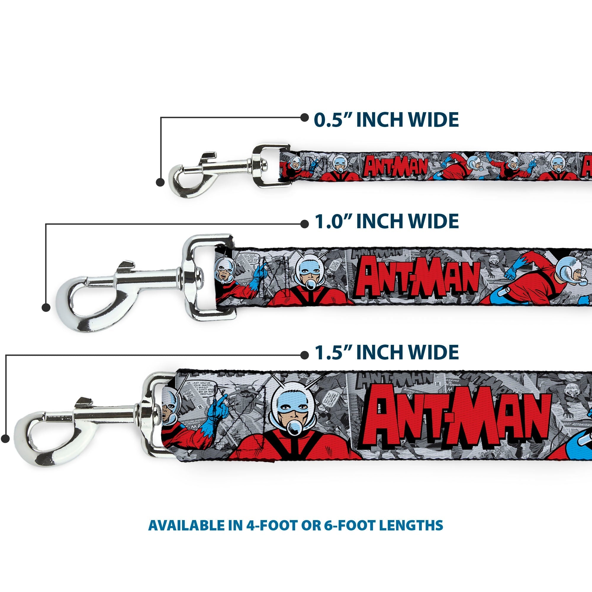 Dog Leash - Classic ANT-MAN 3-Poses/Comic Stacked Grays/Black/Red 