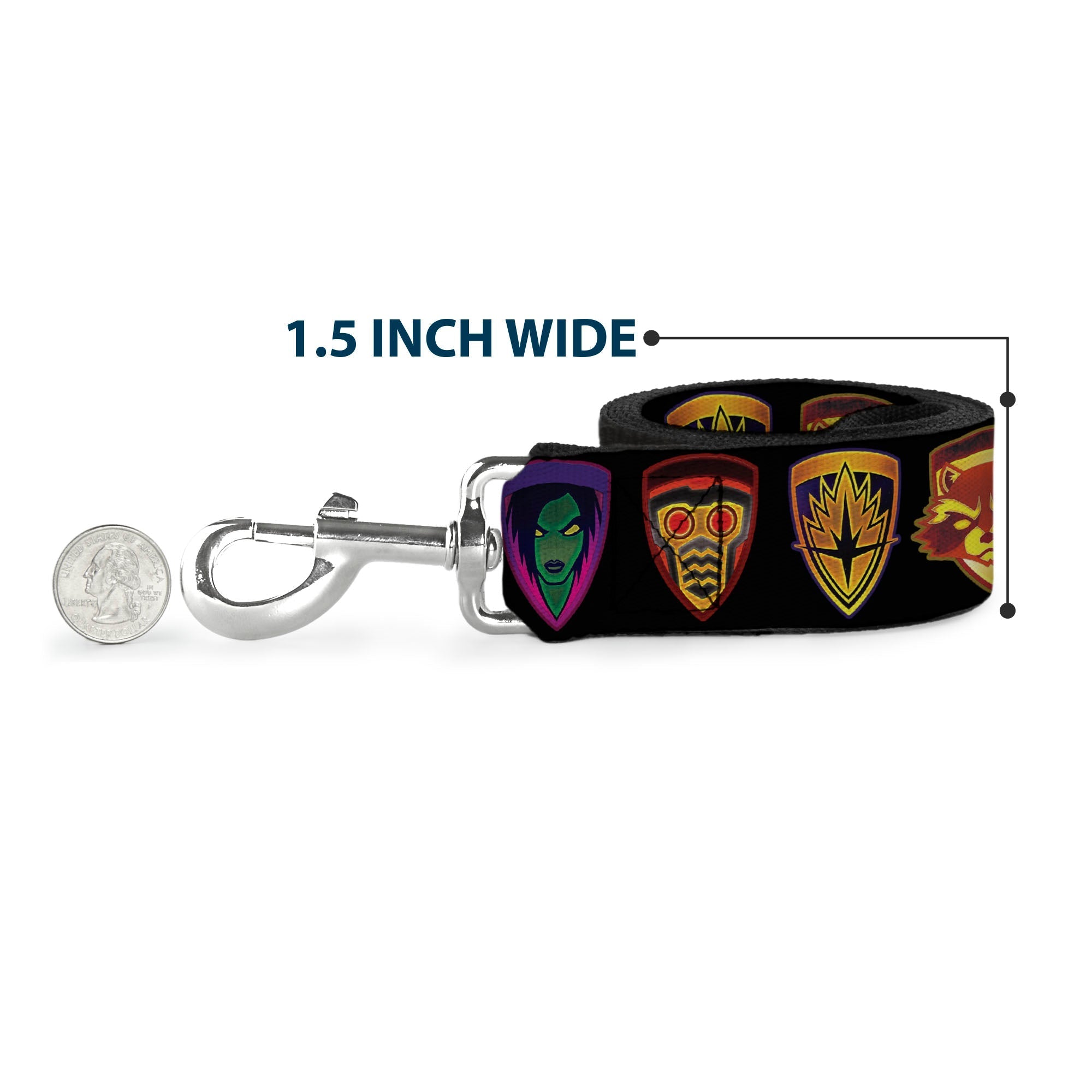 Dog Leash - Guardians of the Galaxy Badge/5-Character Icons Black/Multi Color