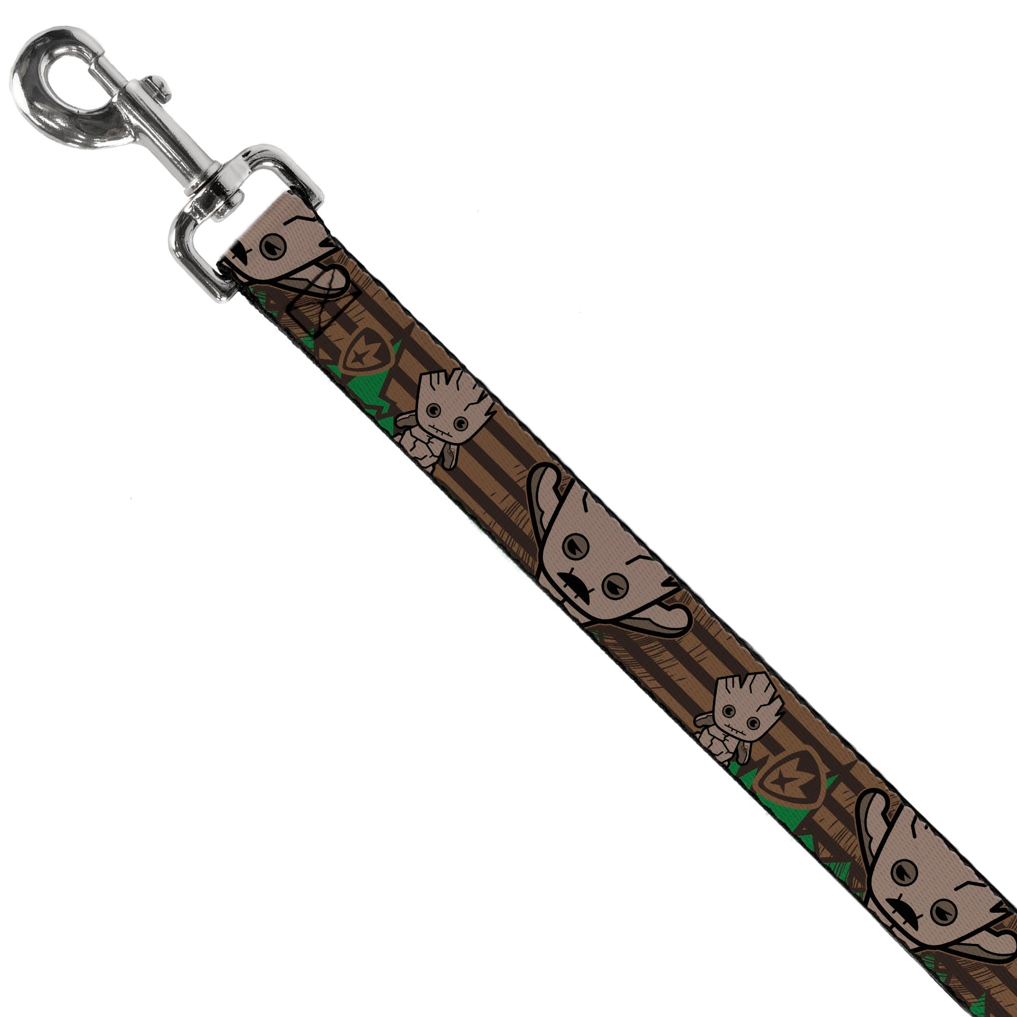 Dog Leash - Kawaii Groot 2-Poses/Guardians Badge Browns/Green