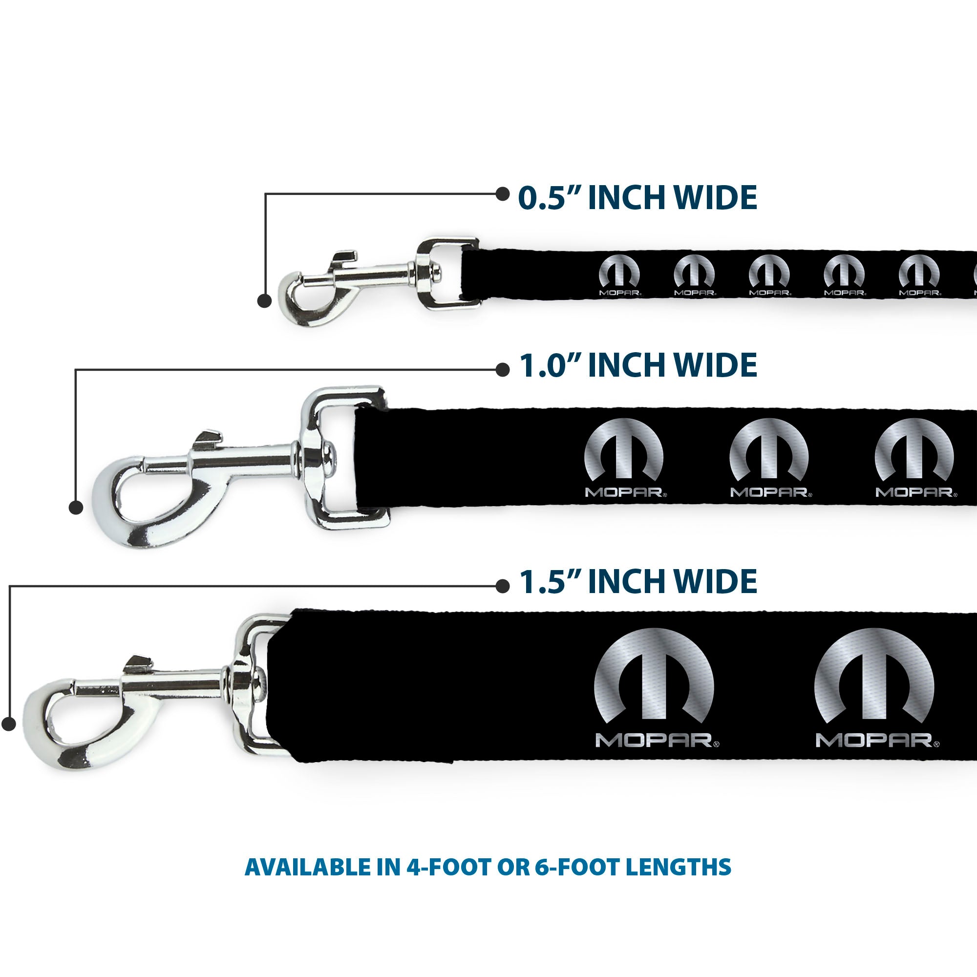Dog Leash - MOPAR Logo Repeat Black/Silver Gradient - HT Animal Supply