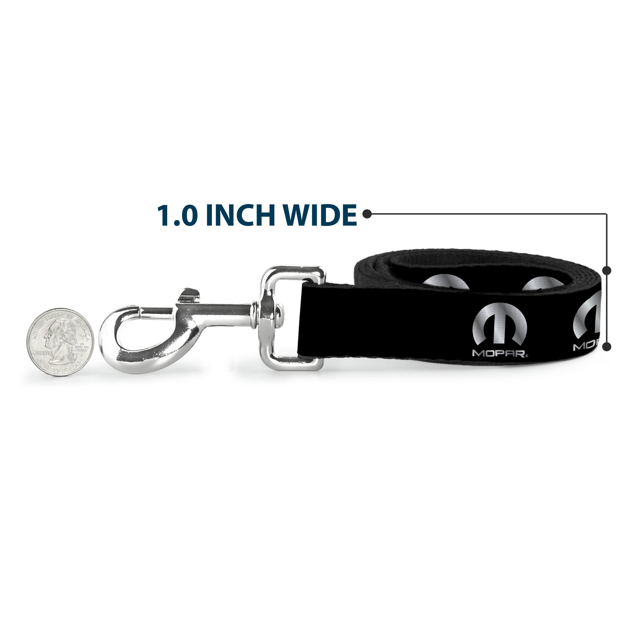 Dog Leash - MOPAR Logo Repeat Black/Silver Gradient - HT Animal Supply