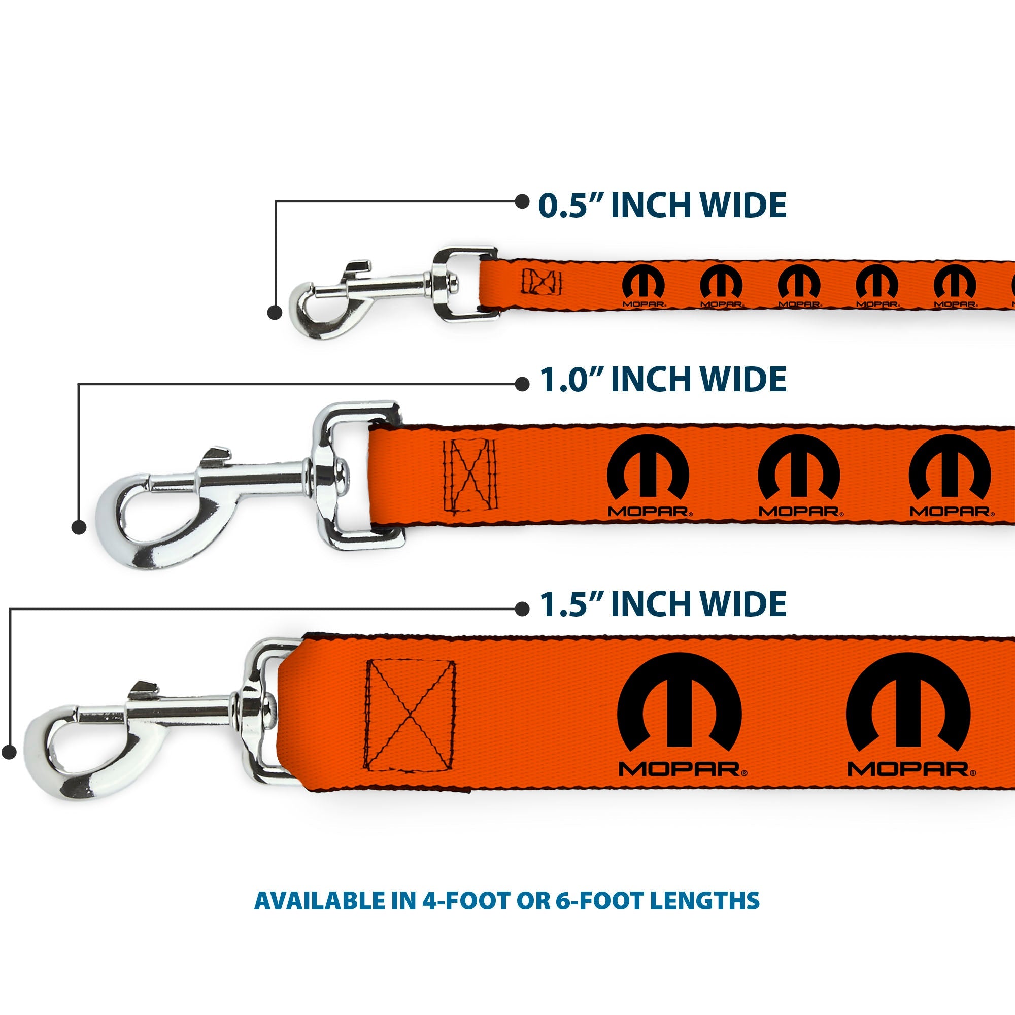 Dog Leash - MOPAR Logo Repeat Orange/Black - HT Animal Supply