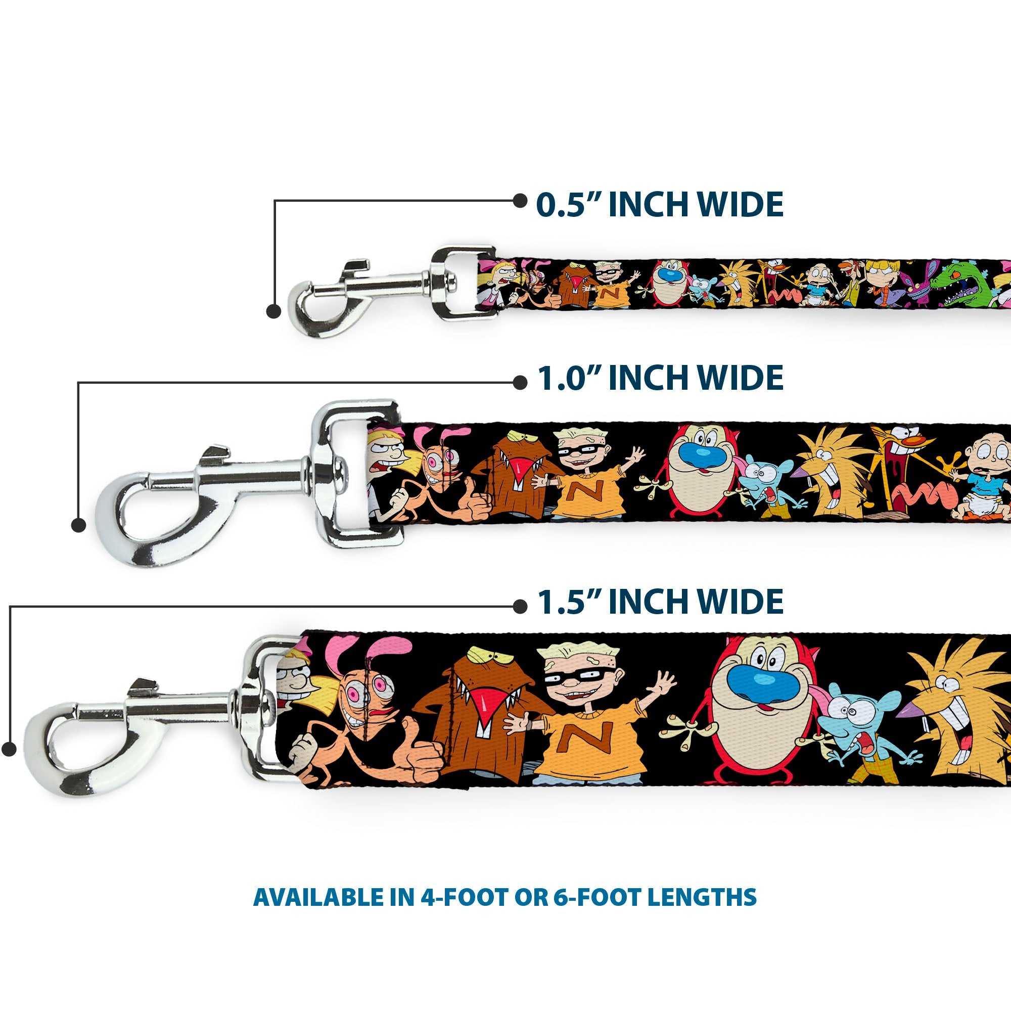 Dog Leash - Nick 90s 13-Character Poses Black - HT Animal Supply