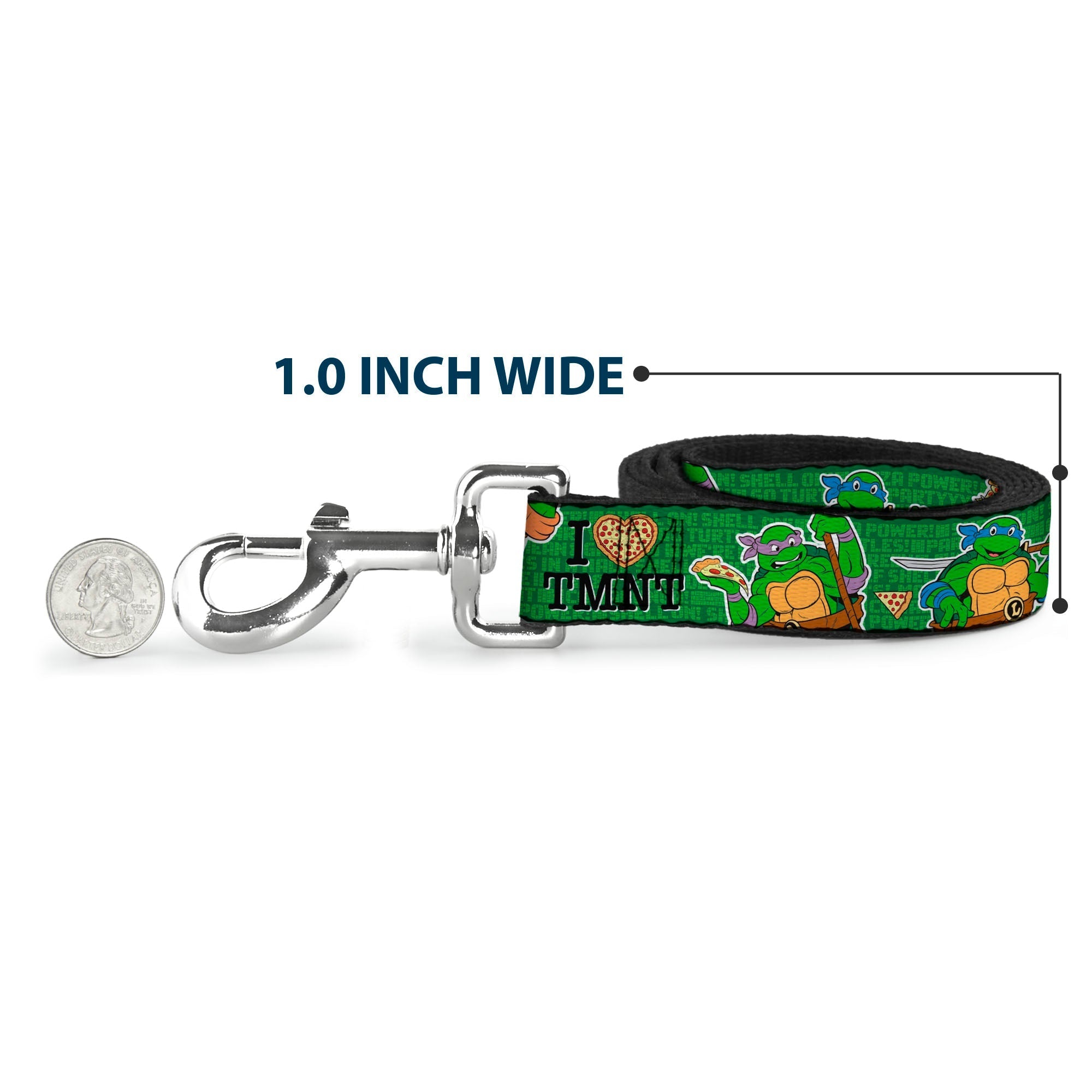 Dog Leash - I "HEART" TMNT/Classic Turtles & Pizza Green