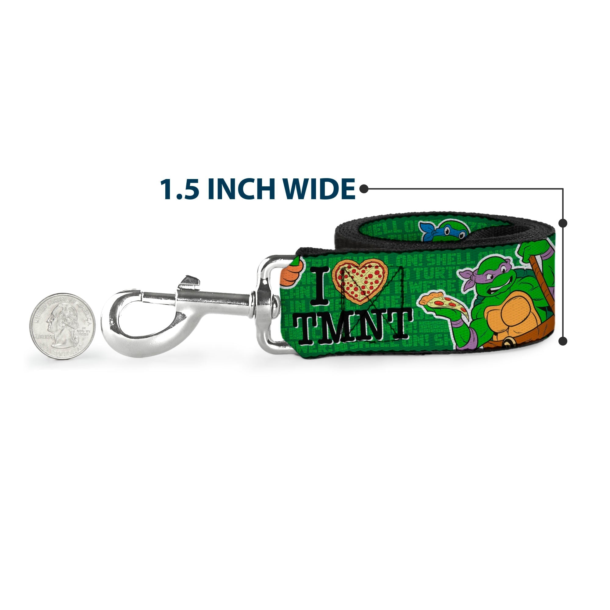 Dog Leash - I "HEART" TMNT/Classic Turtles & Pizza Green