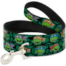 Dog Leash - Classic TEENAGE MUTANT NINJA TURTLES Turtle Faces Black/Green Turtle Shell