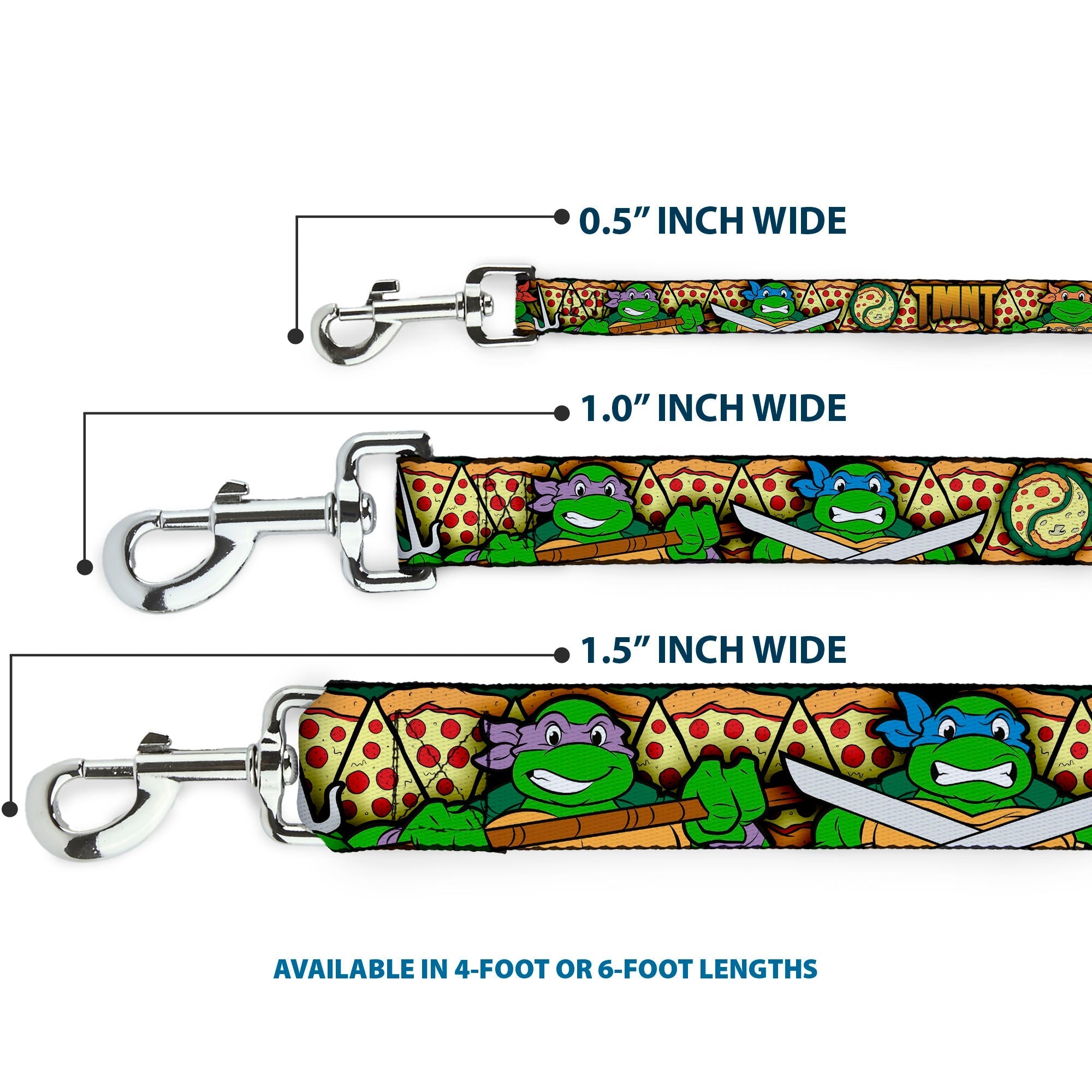 Dog Leash - Classic Teenage Mutant Ninja Turtles Turtle Poses/Pizza Slices 