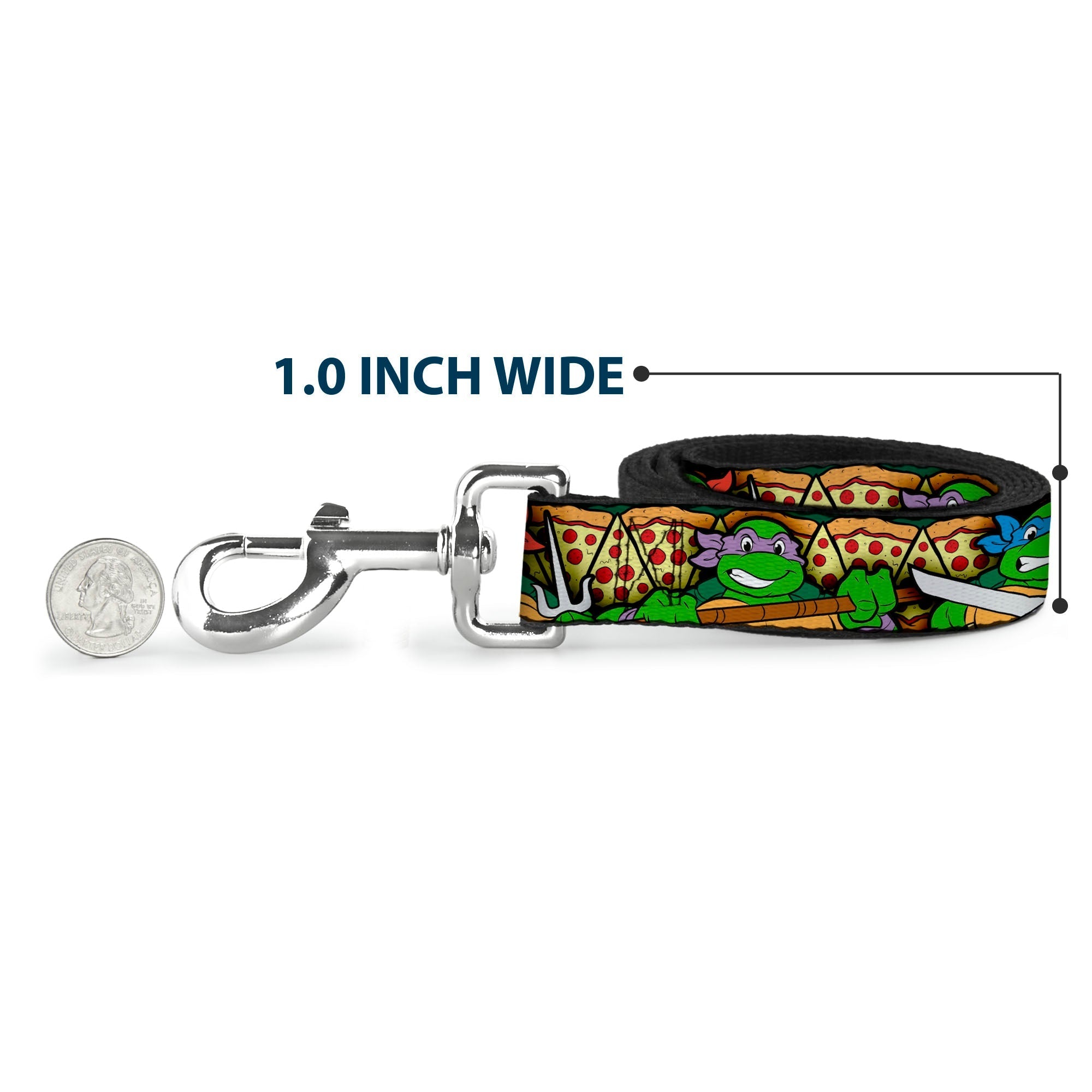 Dog Leash - Classic Teenage Mutant Ninja Turtles Turtle Poses/Pizza Slices 