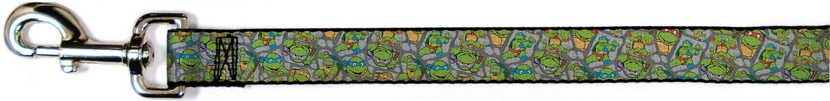 Dog Leash - Classic Teenage Mutant Ninja Turtles Expression & Pose Turtle Shell Collage Lavender 