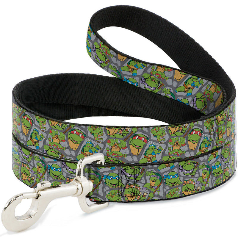 Dog Leash - Classic Teenage Mutant Ninja Turtles Expression & Pose Turtle Shell Collage Lavender 