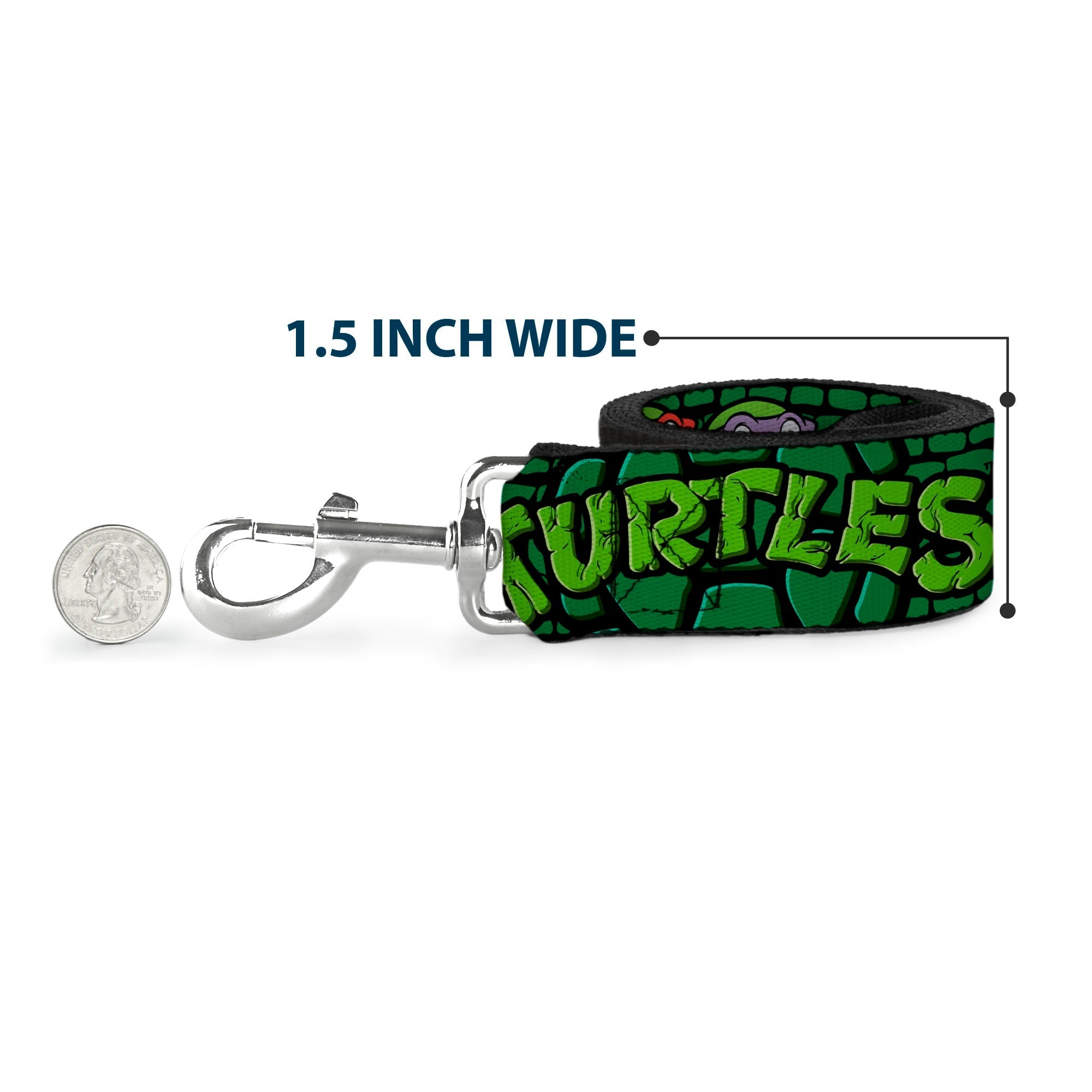 Dog Leash - Classic Teenage Mutant Ninja Turtles Group Faces/TURTLES Turtle Shell Black/Green