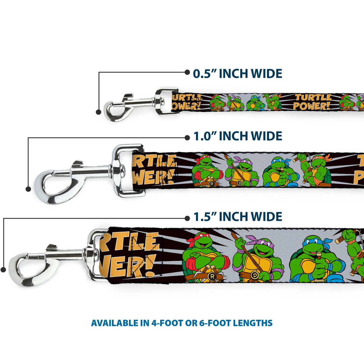 Dog Leash - Classic Teenage Mutant Ninja Turtles Group Pose/TURTLE POWER! - HT Animal Supply